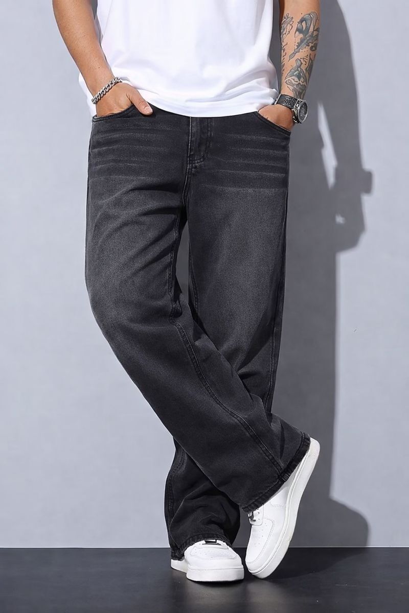 sdfly Men Straight Fit Mid Rise Black Jeans-picture-10