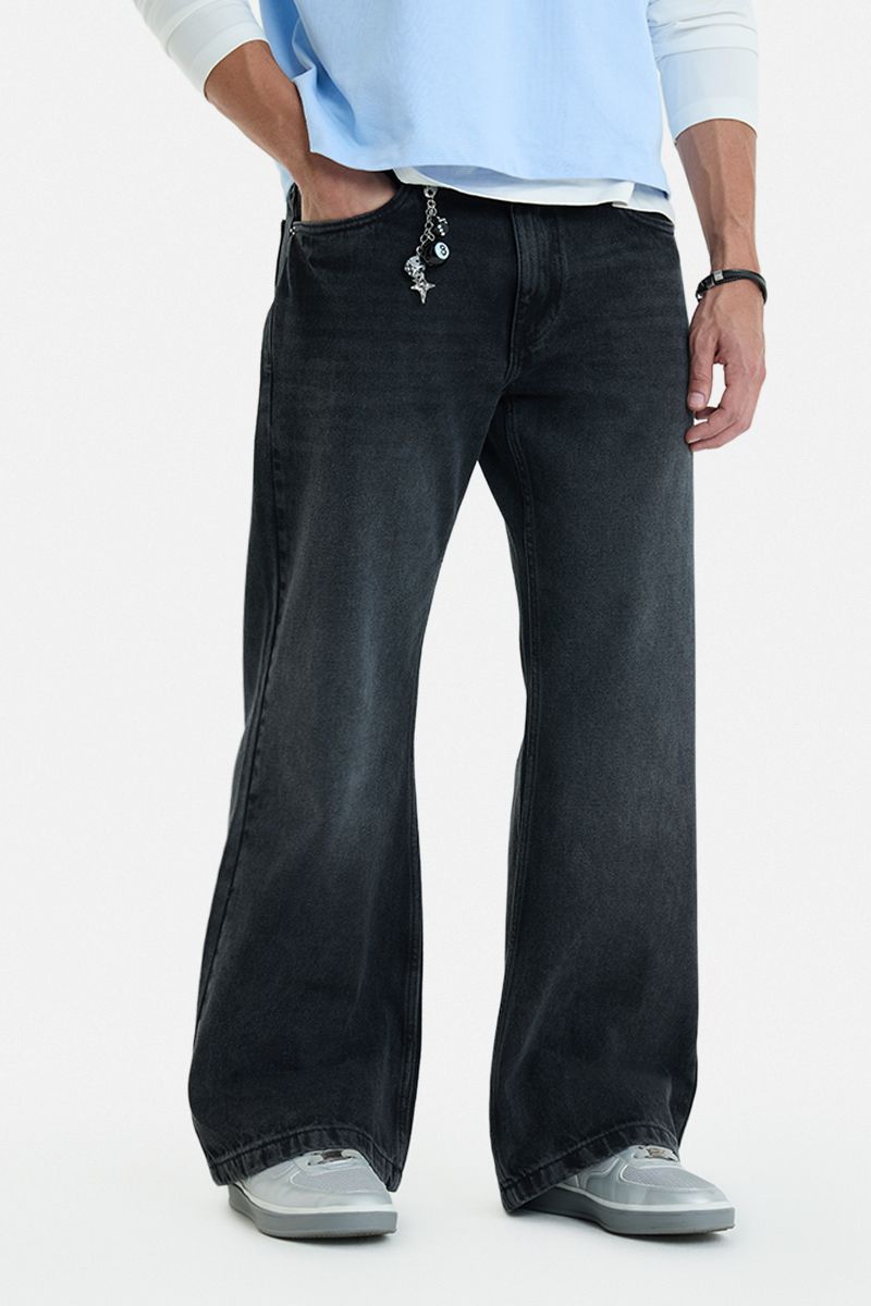 snitch Men Flared Mid Rise Black Jeans-picture-12