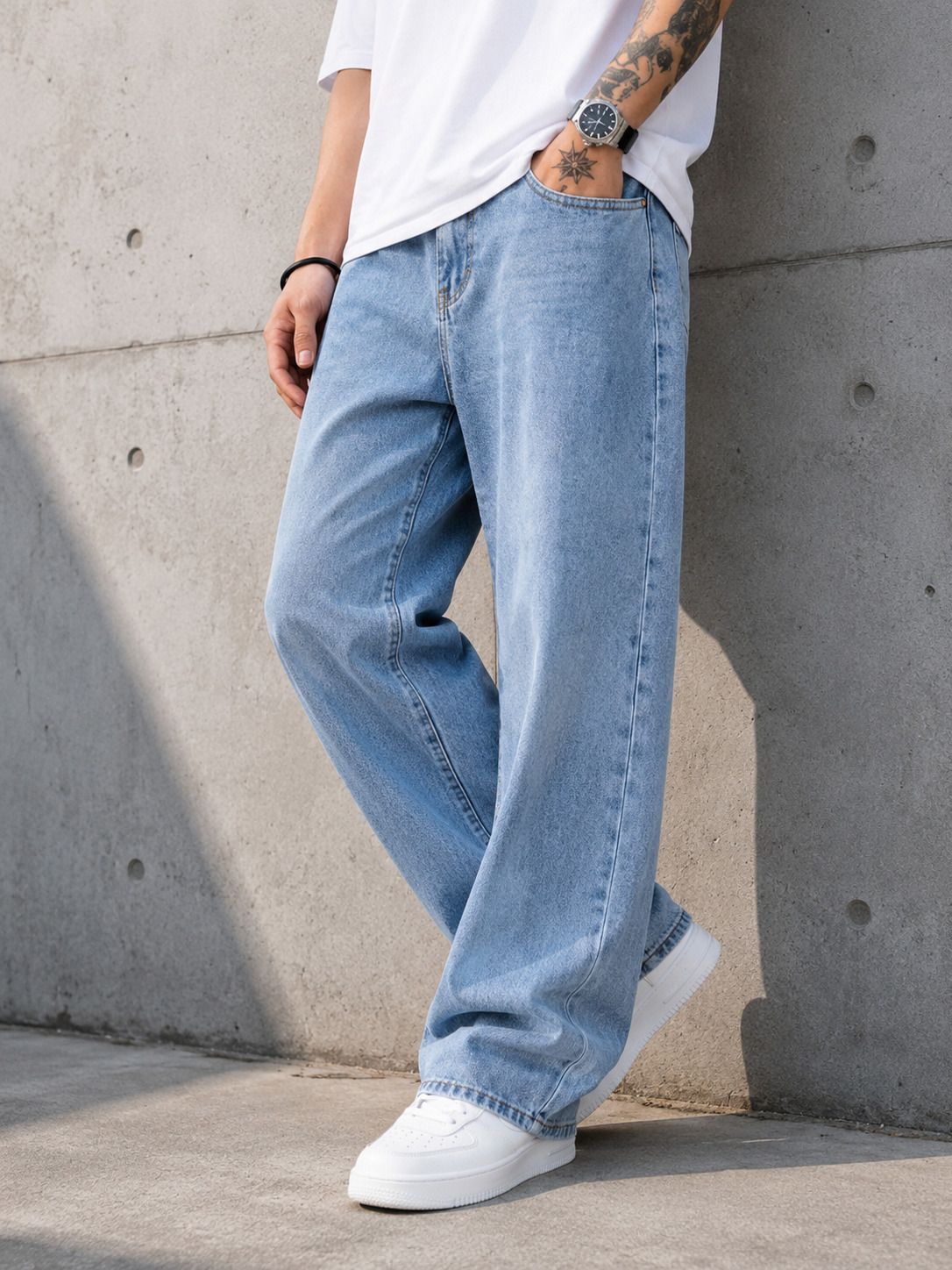 cmd coinmen denims Men Loose Fit Mid Rise Light Blue Jeans-picture-24