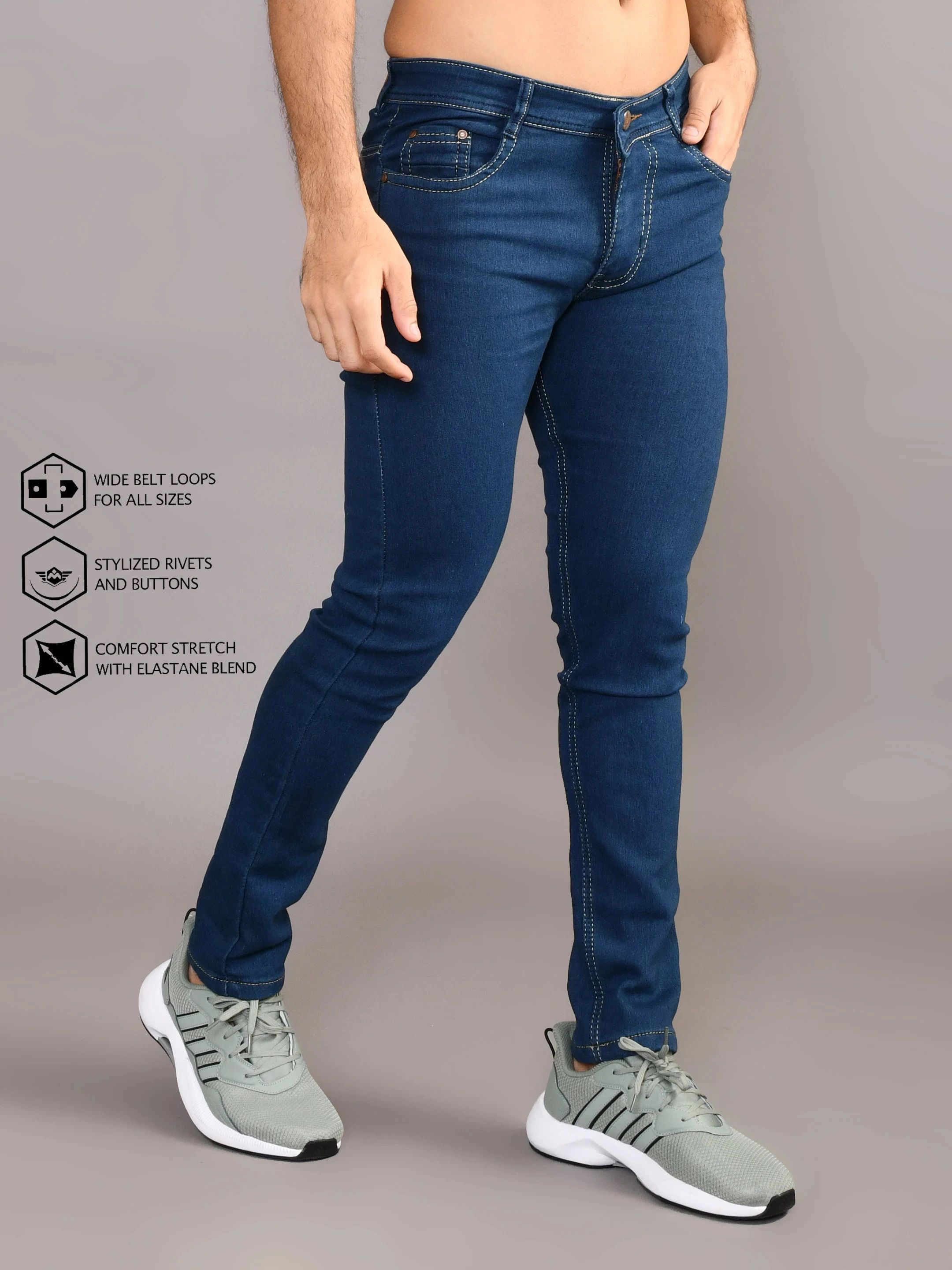 lzard Men Regular Mid Rise Dark Blue Jeans-picture-23