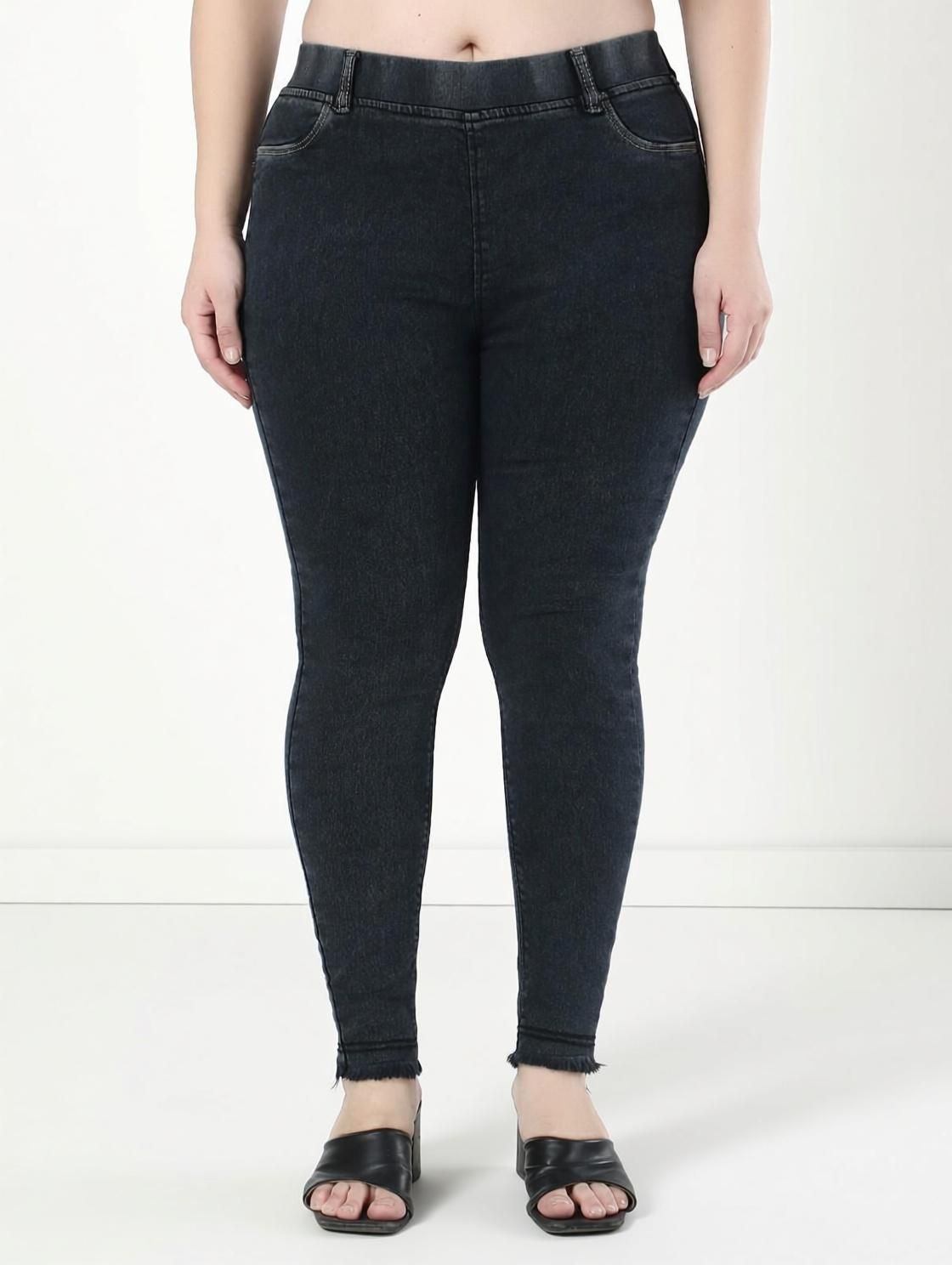 zxn Women Slim Mid Rise Black Jeans-picture-26