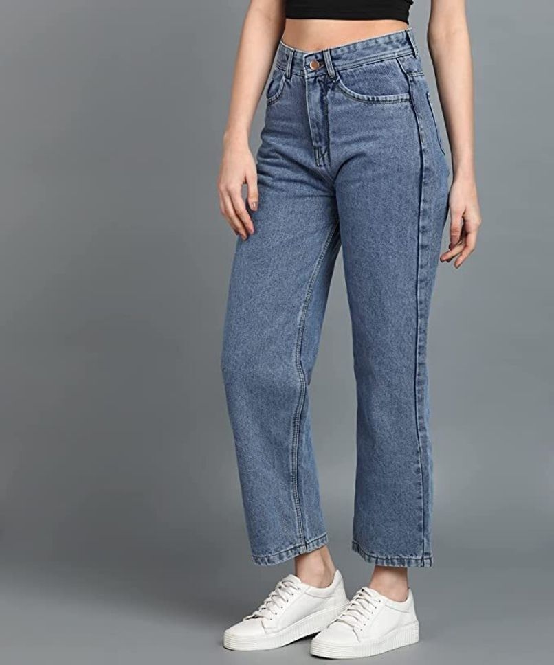 metronaut Women Wide Leg Mid Rise Dark Blue Jeans-picture-31