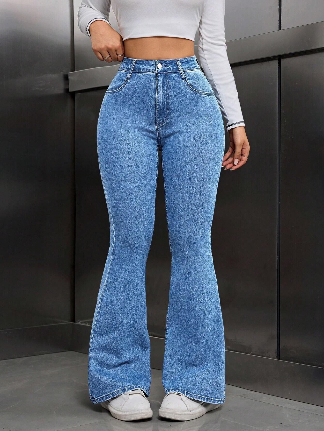 Women Boot-Leg High Rise Light Blue Jeans