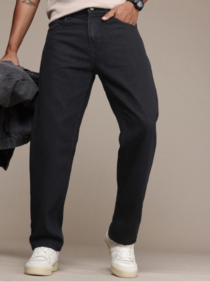 azurettire Men Straight Fit Mid Rise Black Jeans-picture-10