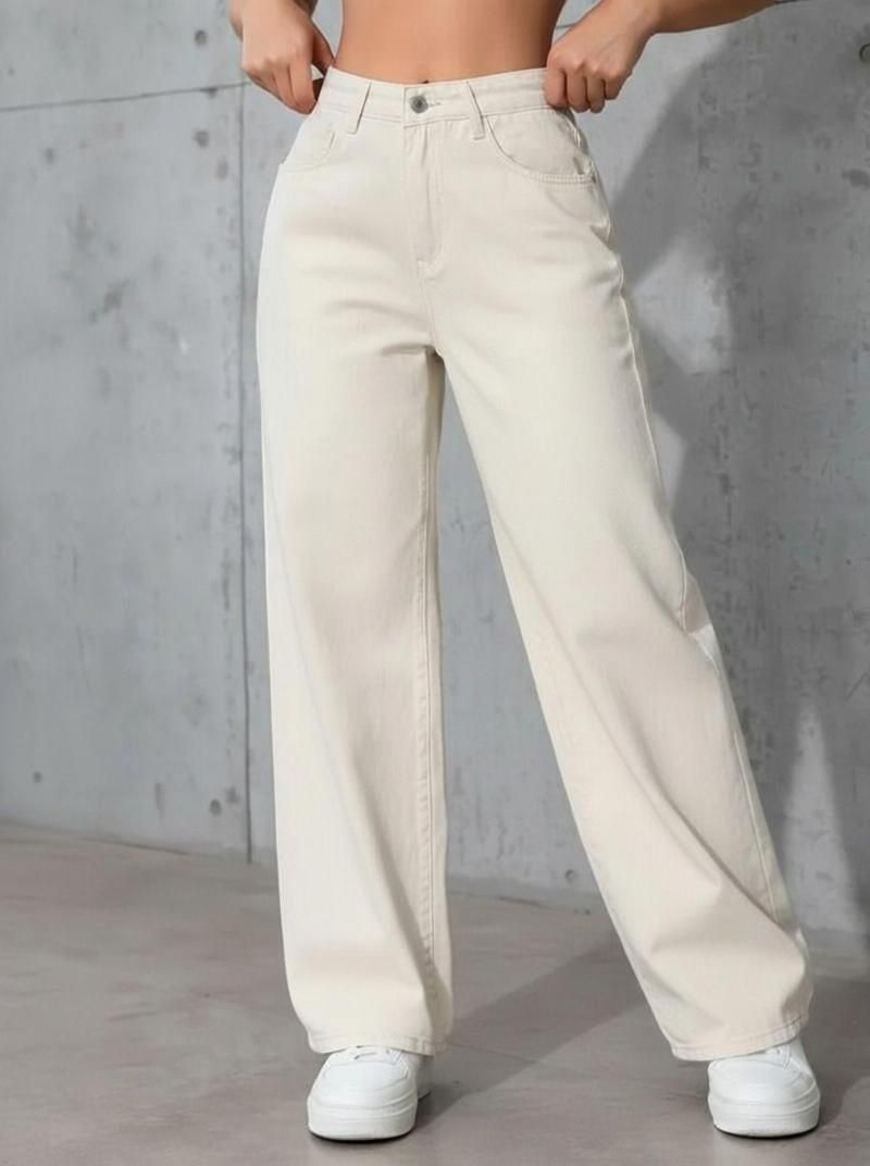 Women Regular High Rise Beige Jeans-image-31