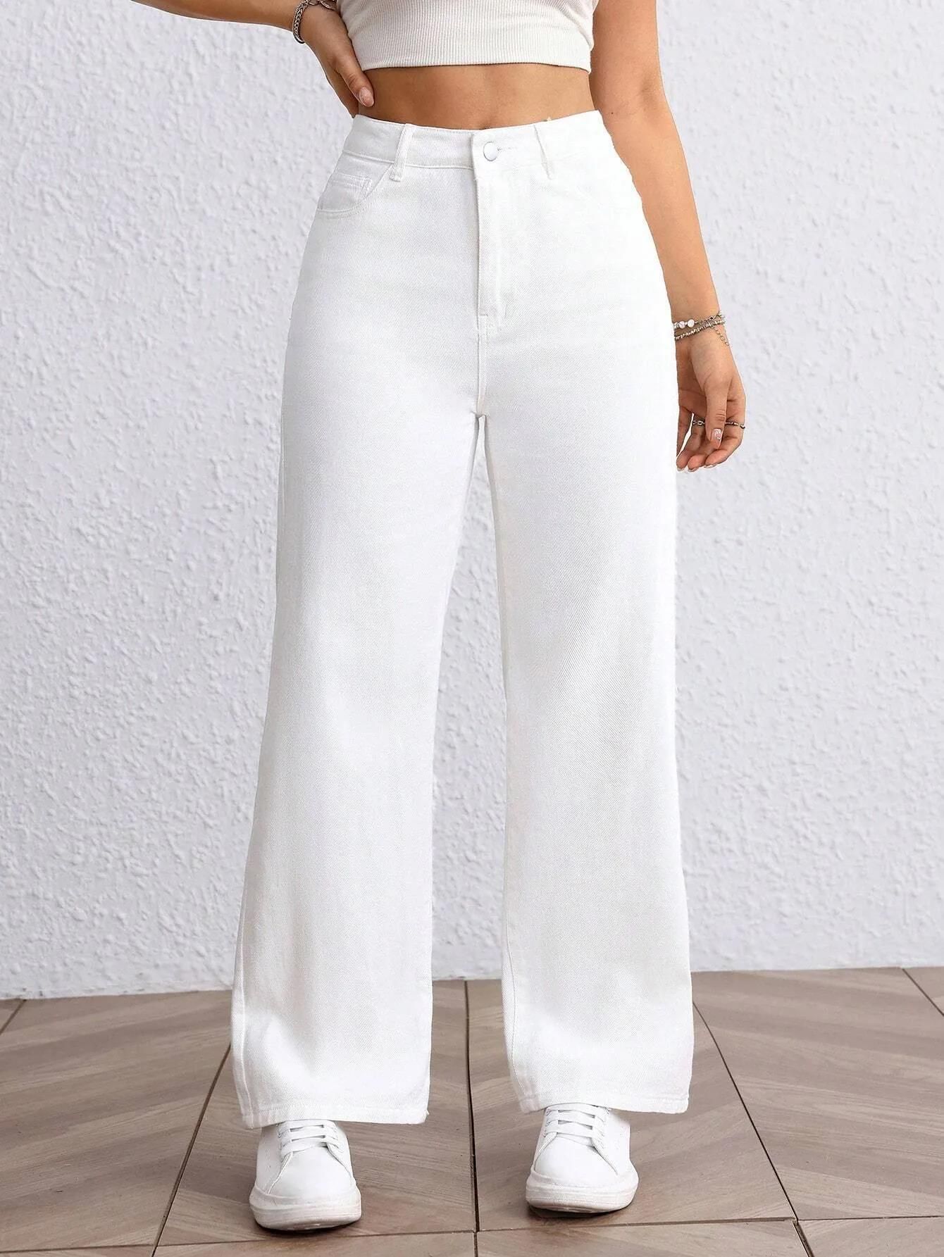 kotty Women Straight Fit High Rise White Jeans-picture-35