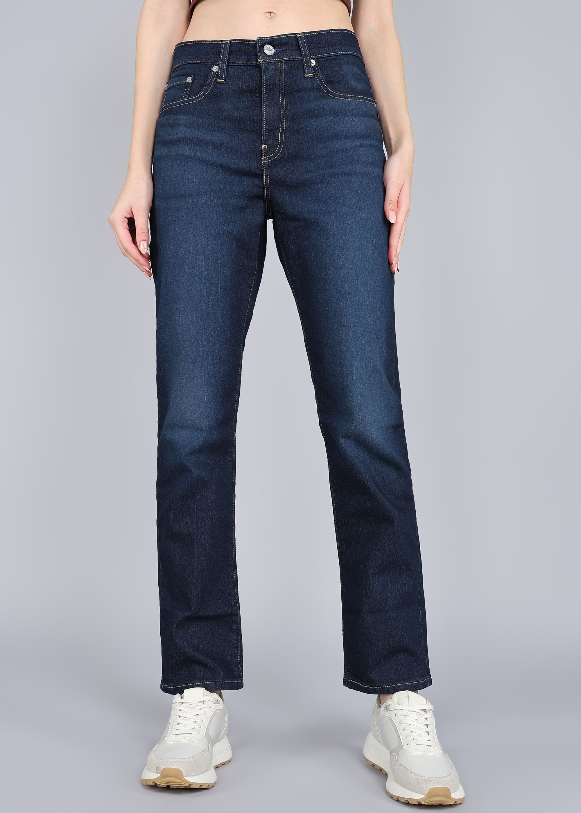 levi's Women Straight Fit High Rise Dark Blue Jeans-picture-12