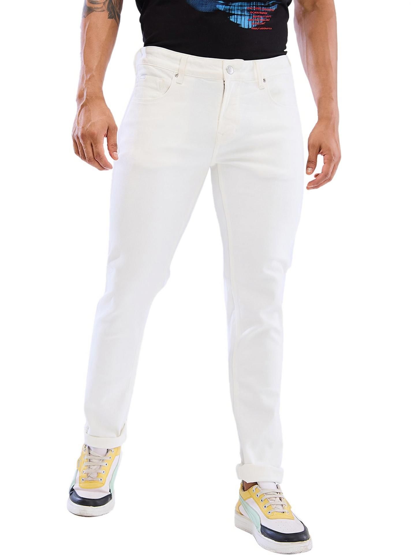 spykar Men Slim Low Rise White Jeans-picture-12