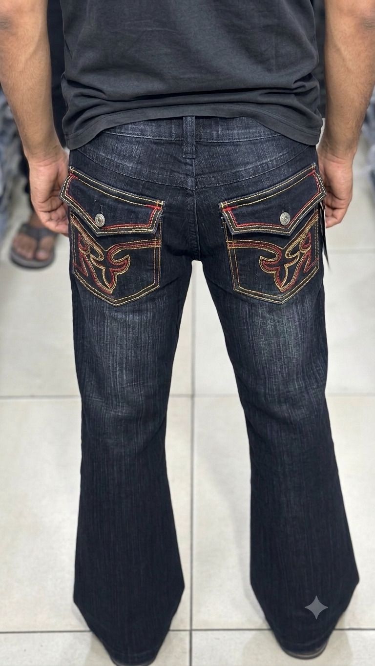 Men Boot-Leg Mid Rise Grey Jeans-image-37