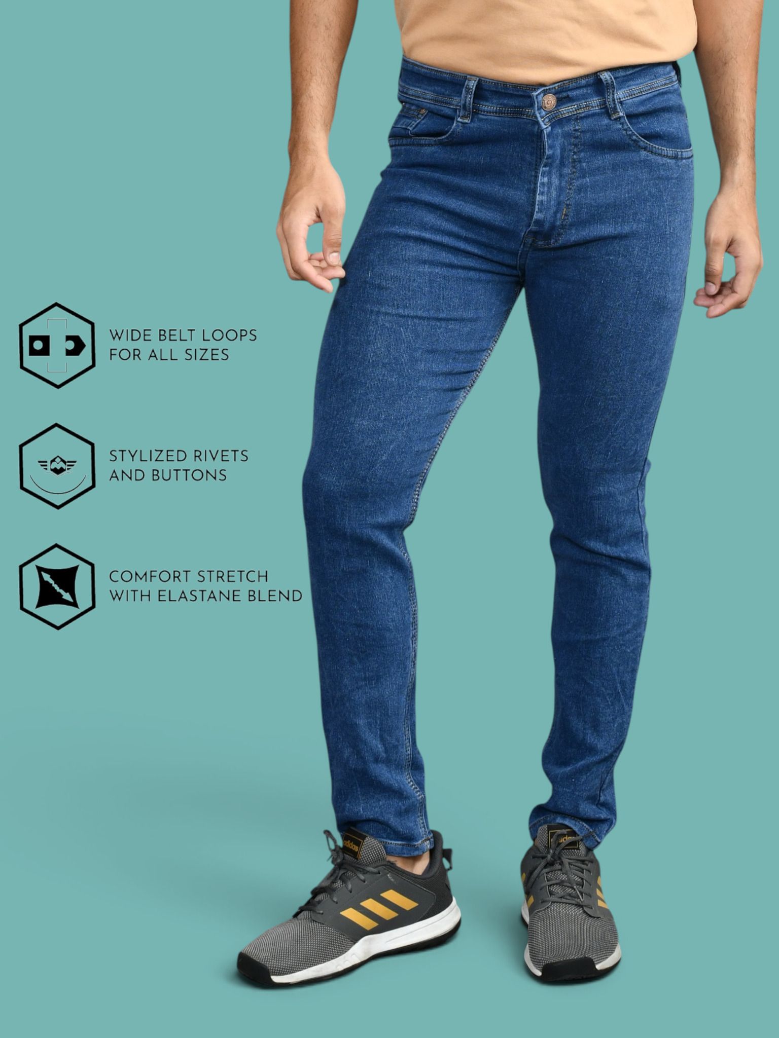 Men Slim Mid Rise Blue Jeans-image-31