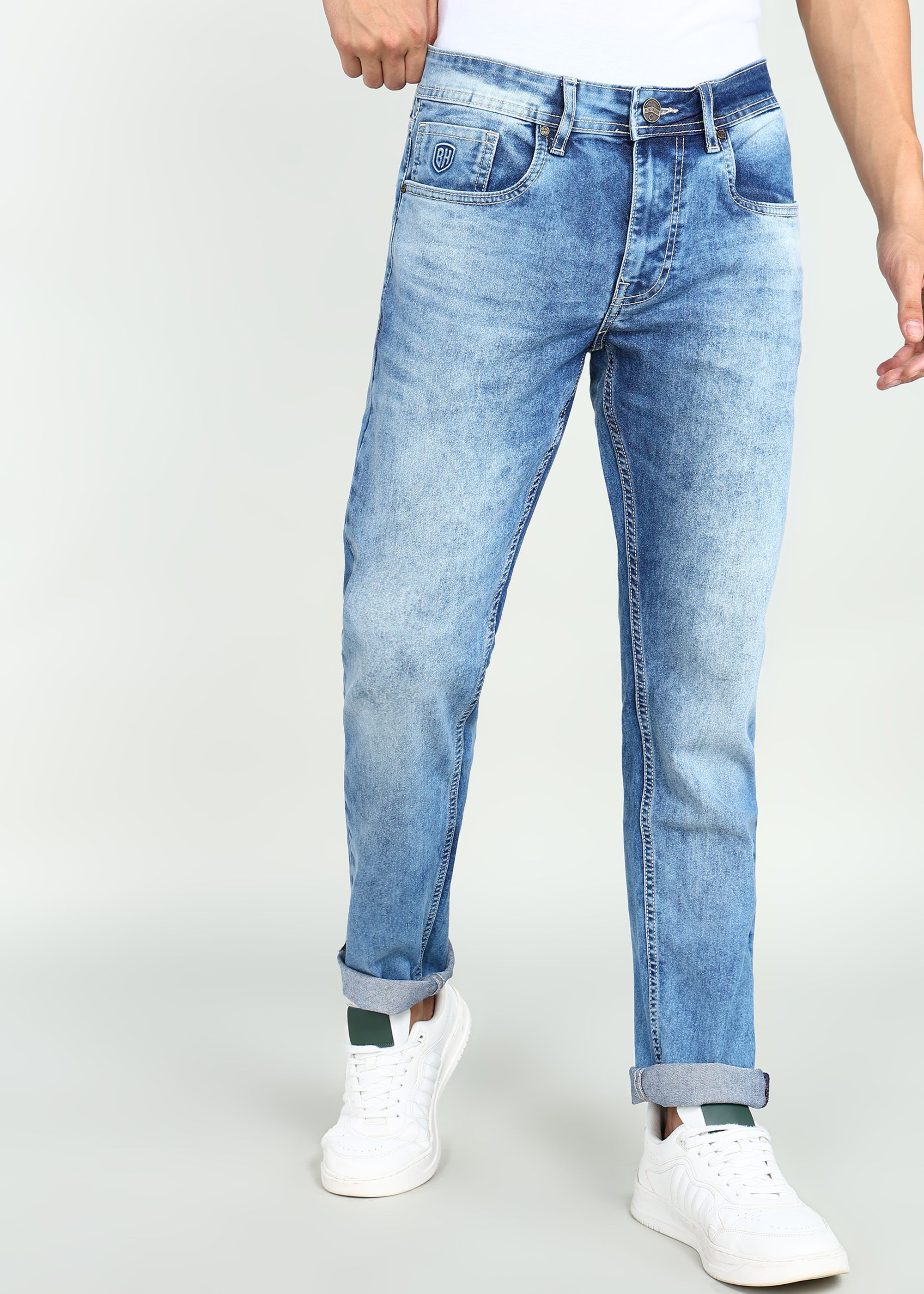 being human Men Slim Mid Rise Blue Jeans-picture-12