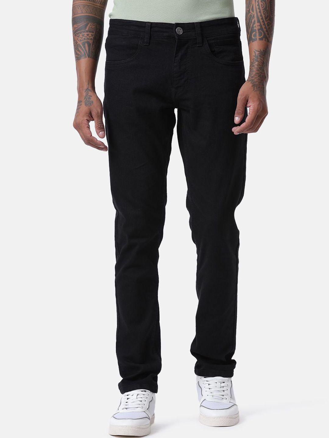 wrogn Men Slim Mid Rise Black Jeans-picture-14
