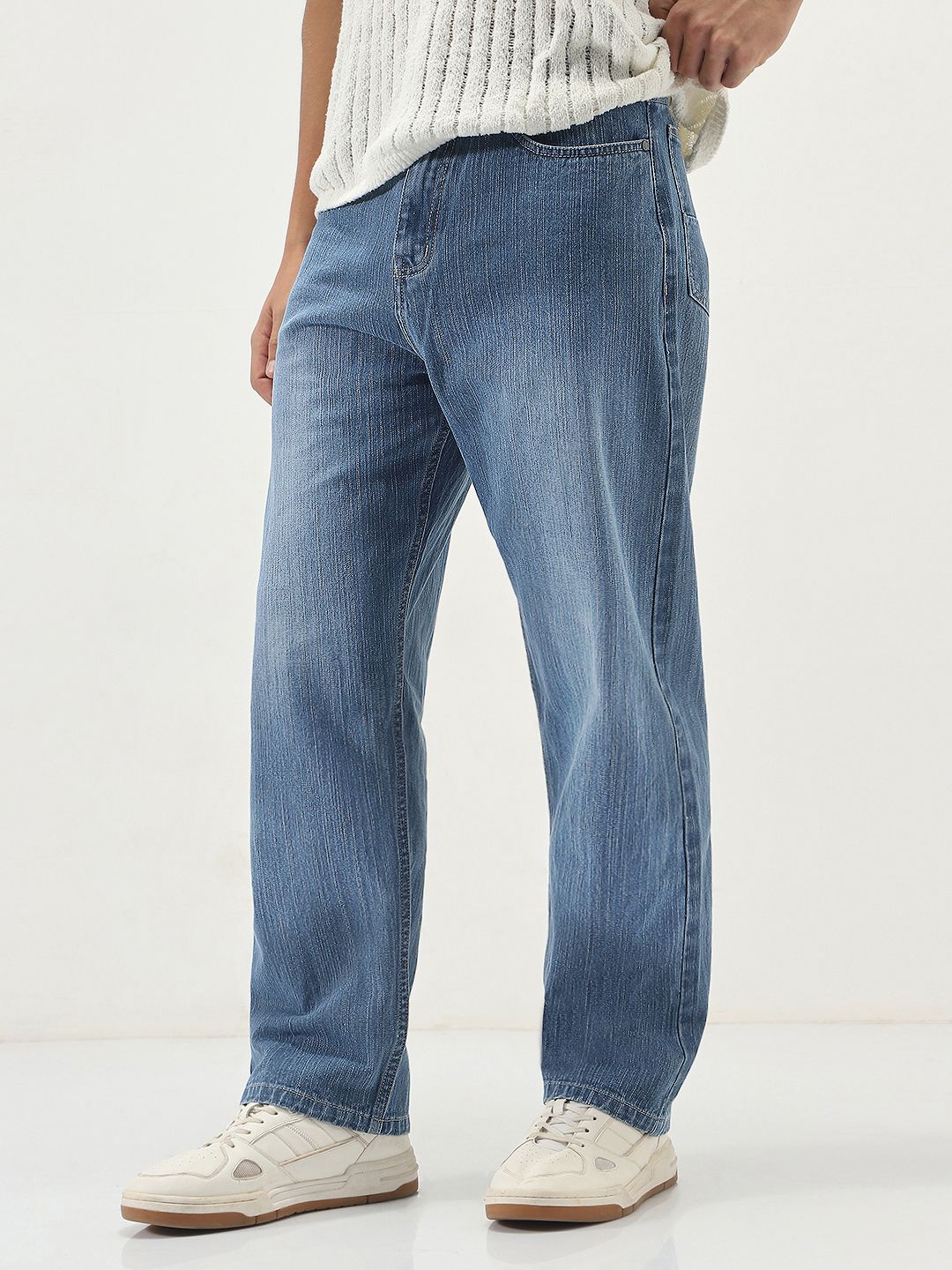 urbano fashion Men Loose Fit Mid Rise Light Blue Jeans-picture-19