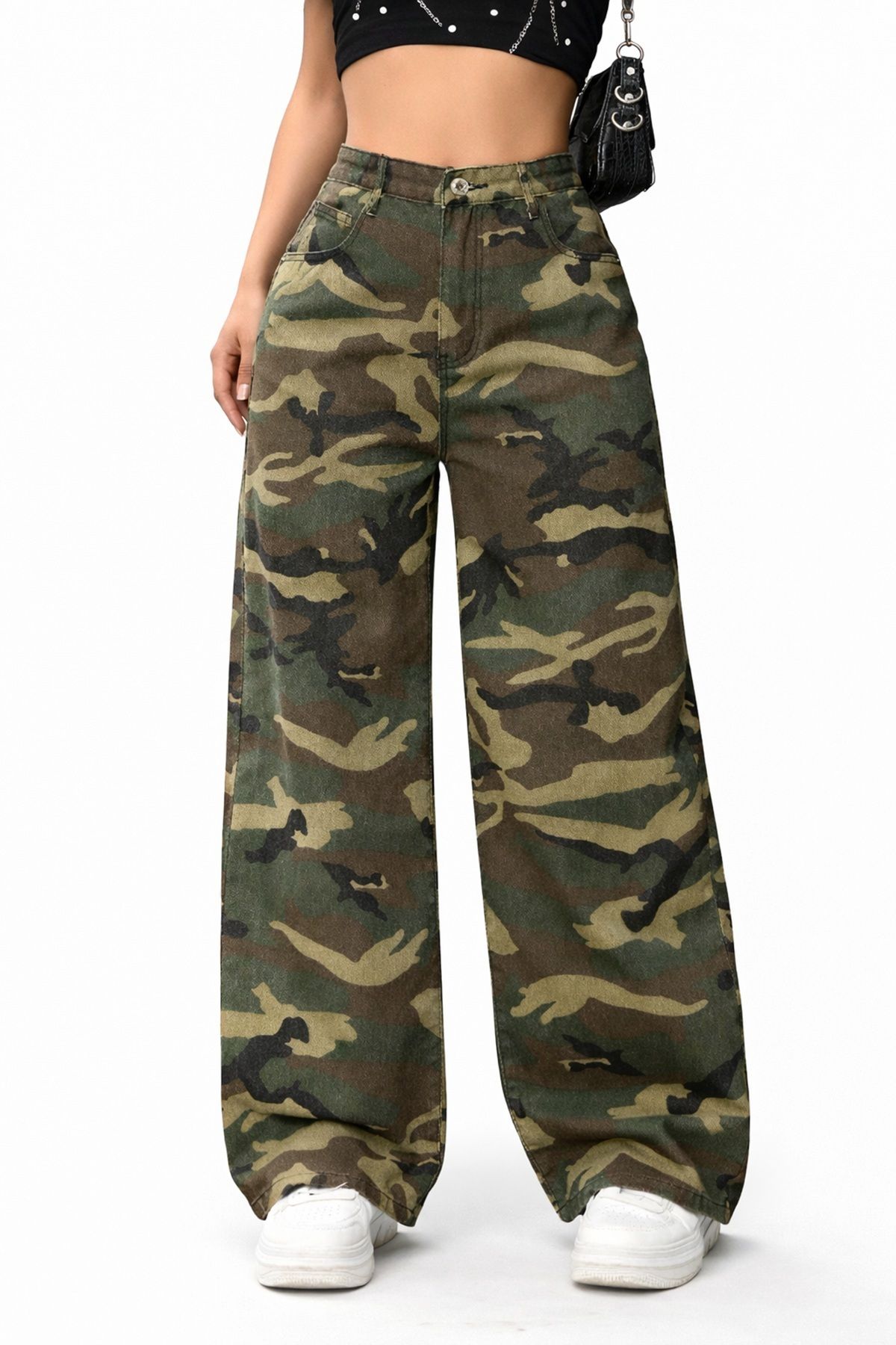 Women Wide Leg High Rise Multicolor Jeans-image-18