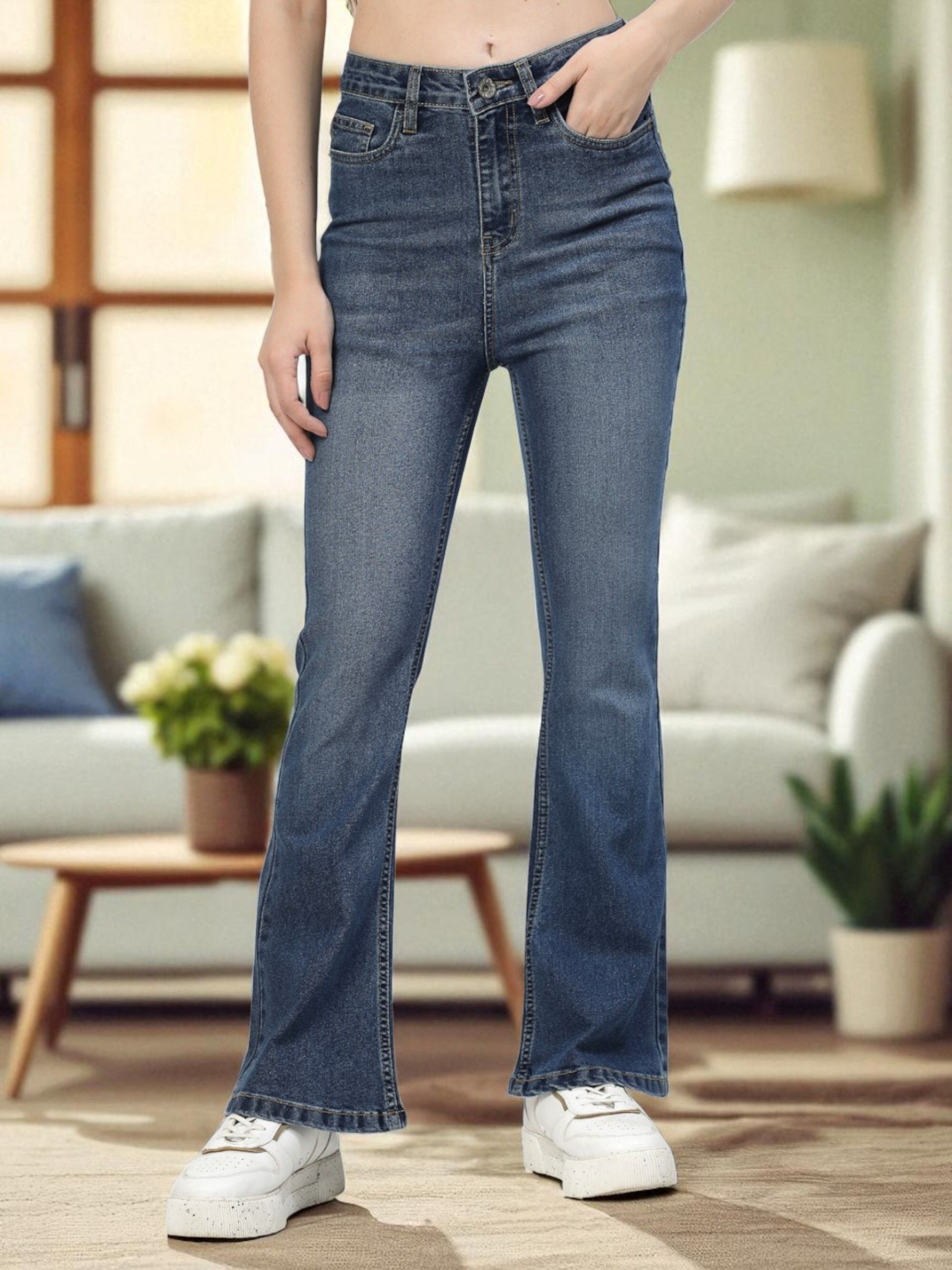 cosmic Women Boot-Leg High Rise Blue Jeans-picture-10