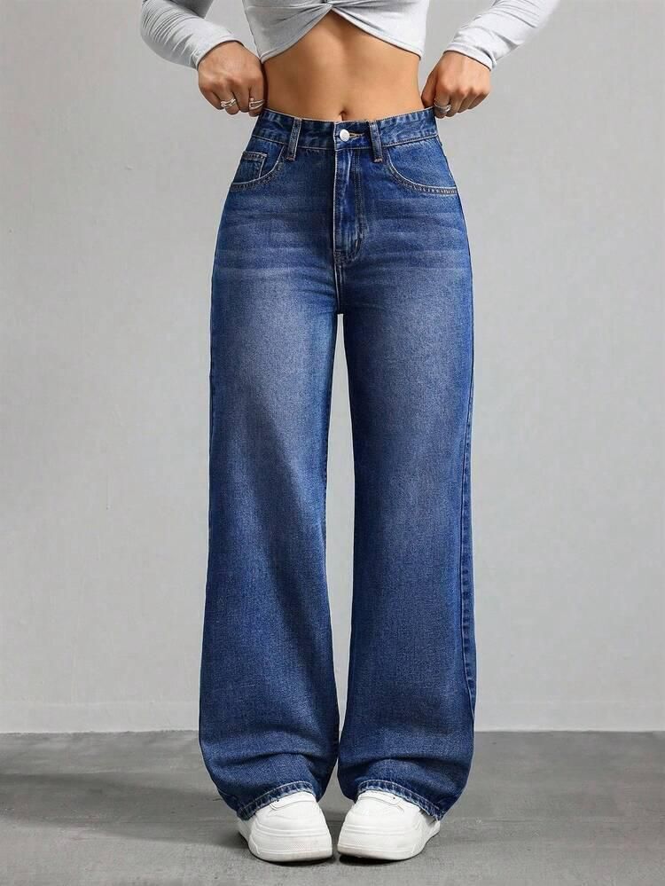 Women Baggy Fit High Rise Blue Jeans-image-18