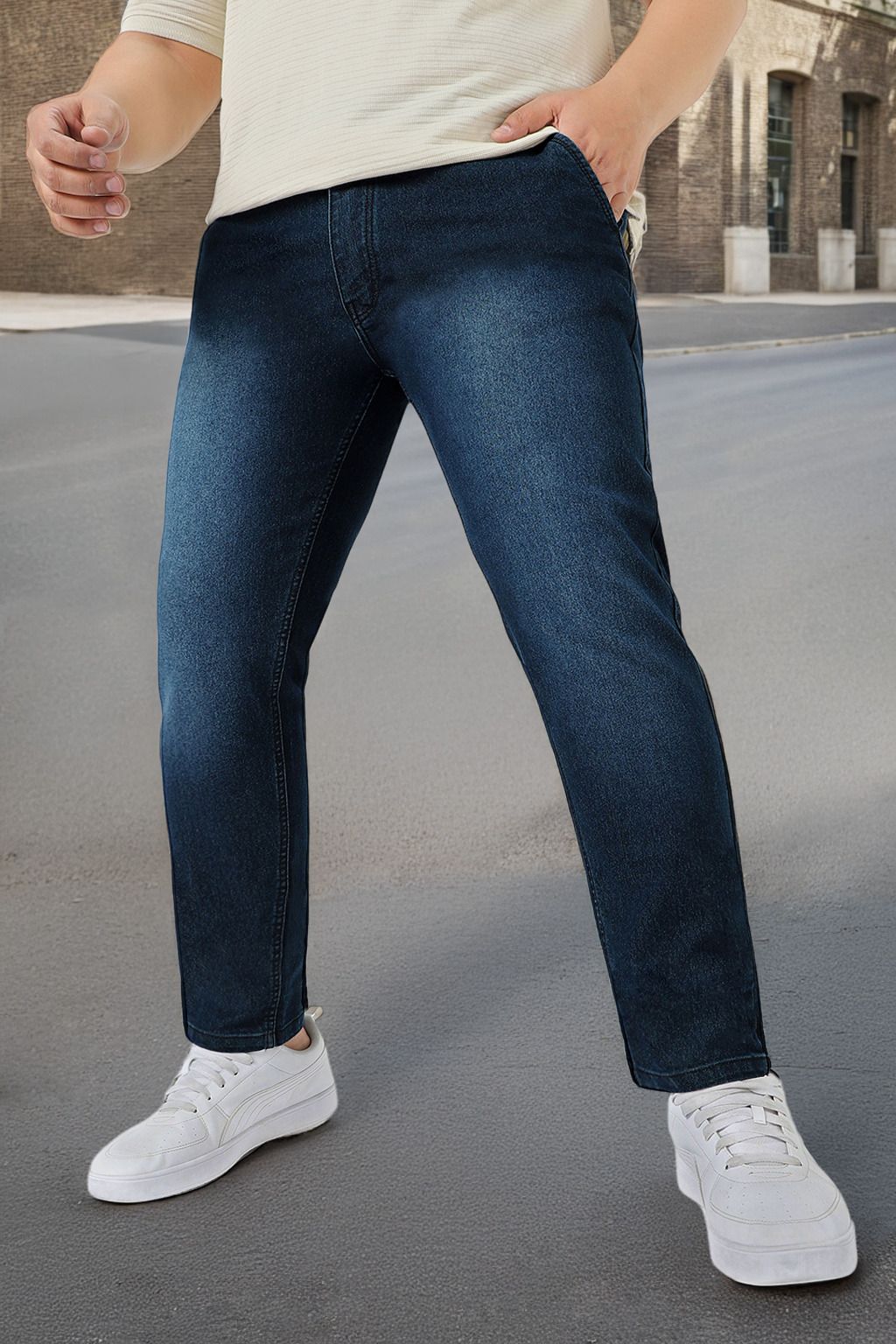 urbano plus Men Regular Mid Rise Dark Blue Jeans-picture-20