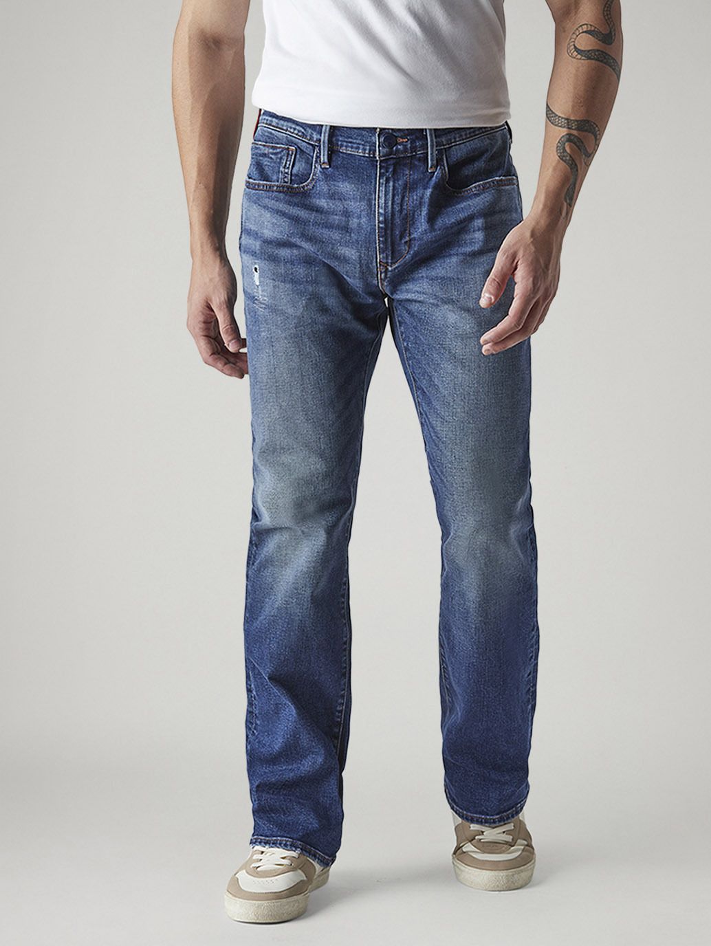 Men Boot-Leg Mid Rise Blue Jeans-image-41
