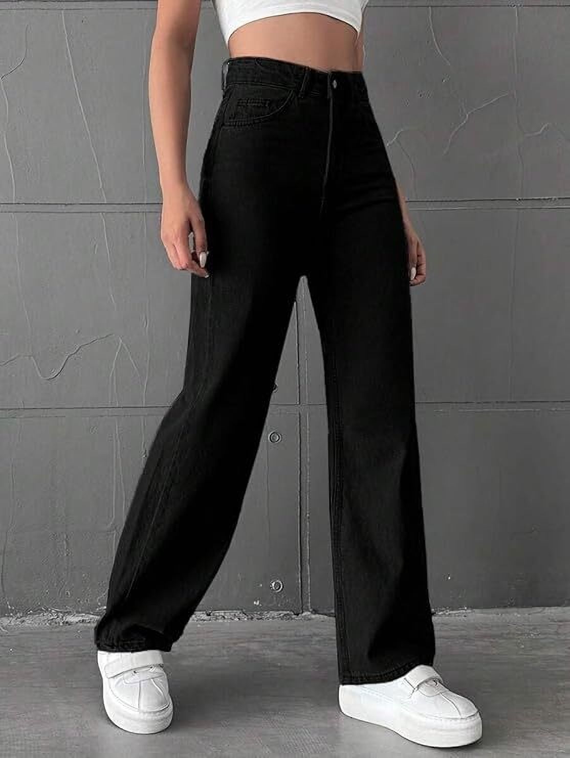 Women Relaxed Fit Mid Rise Black Jeans-image-6