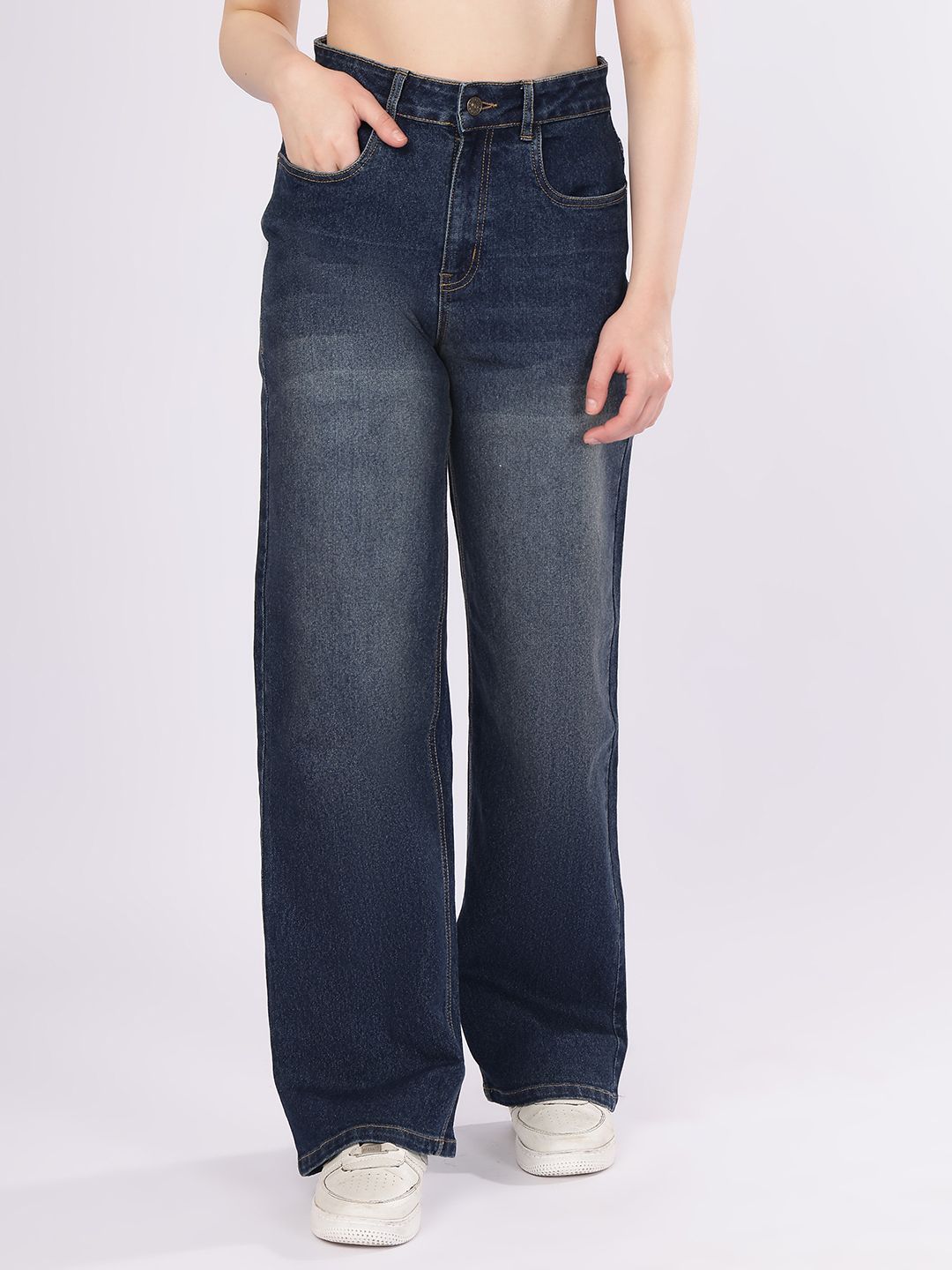 puella Women Flared High Rise Dark Blue Jeans-picture-25