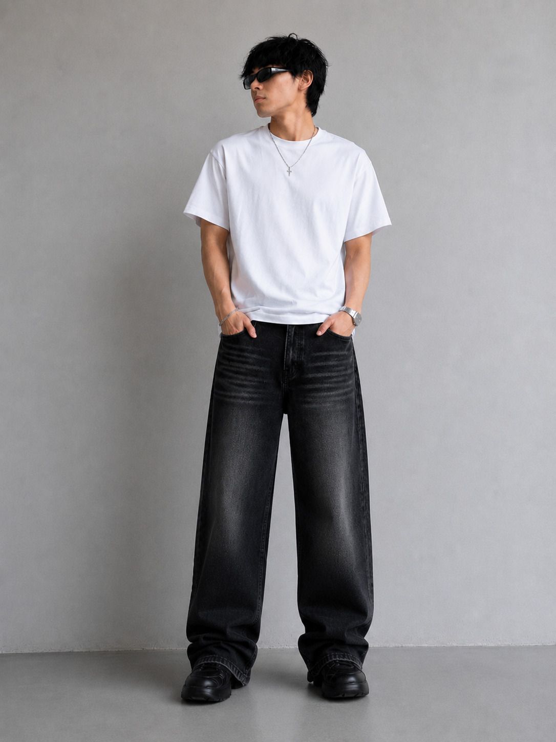 9xdenims Men Baggy Fit Mid Rise Black Jeans-picture-12