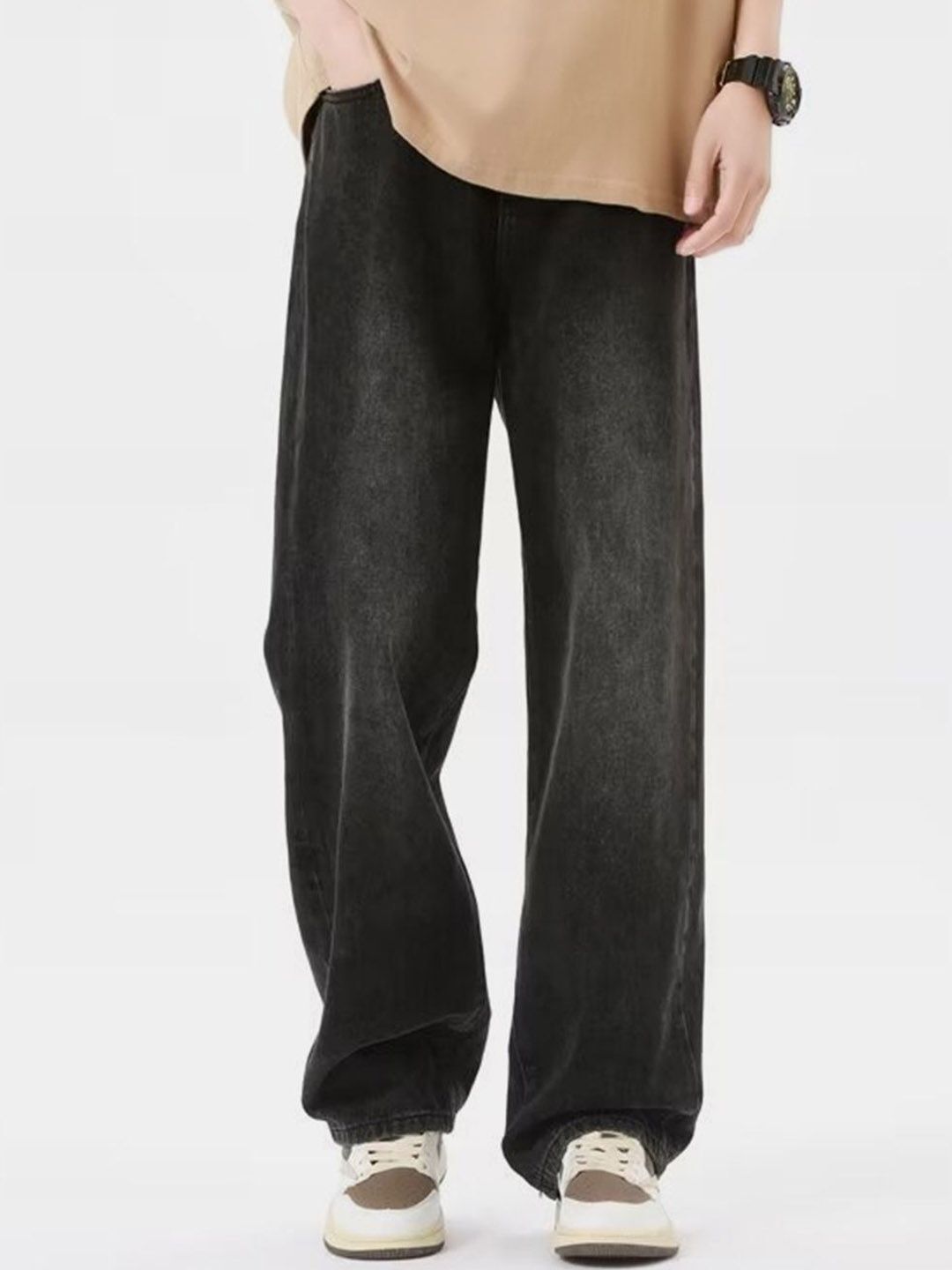 here&now Men Mid Rise Black Jeans-picture-10