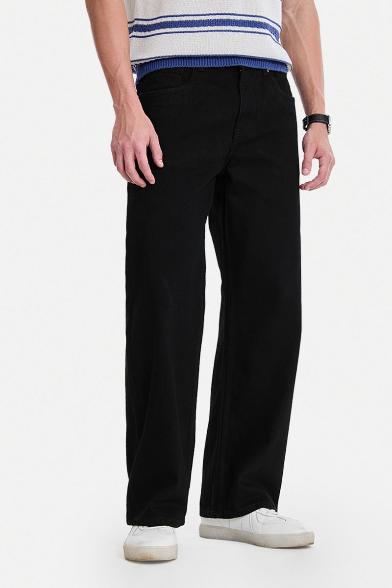 snitch Men Loose Fit Mid Rise Black Jeans-picture-23