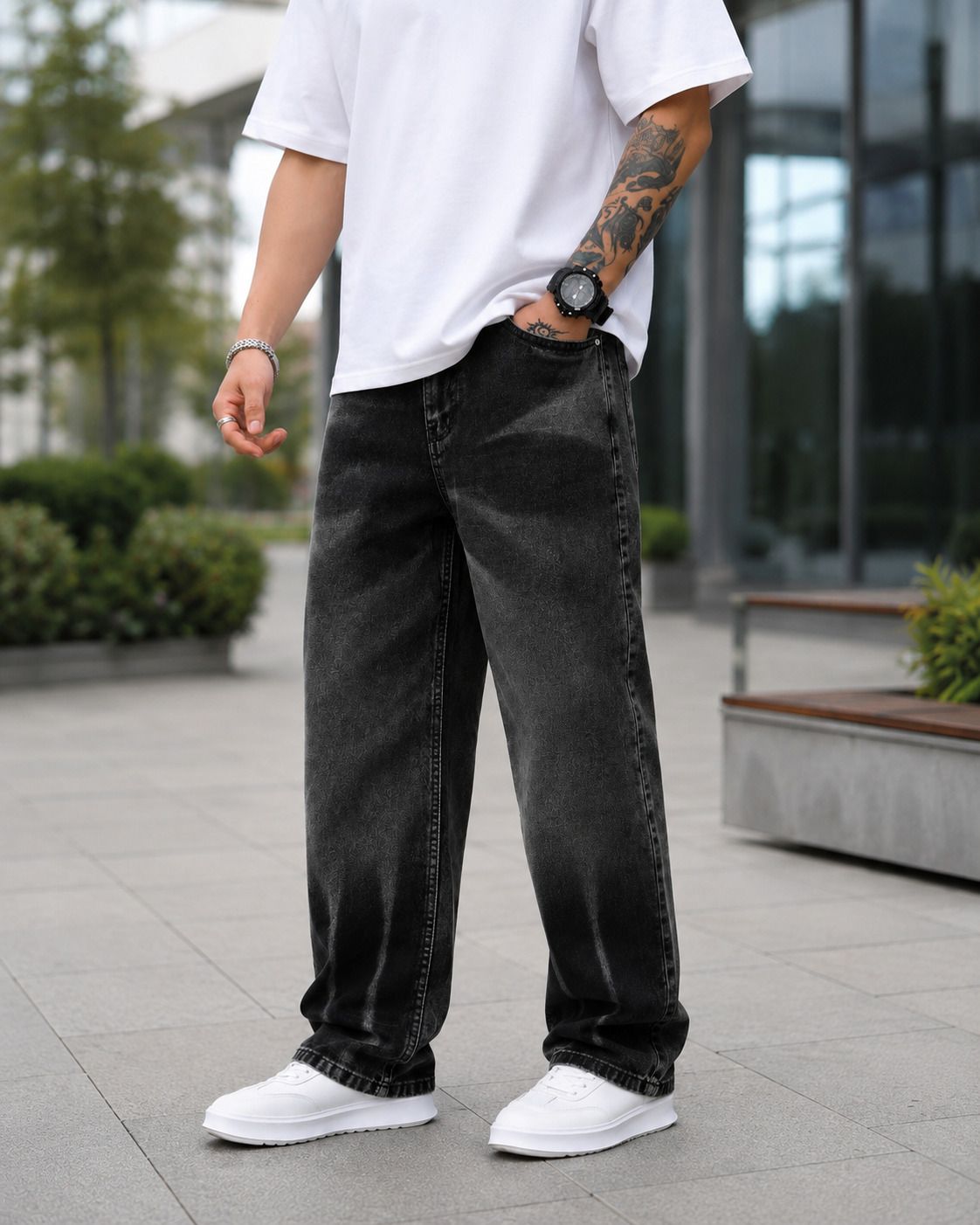 denim hawk Men Loose Fit Mid Rise Grey Jeans-picture-46