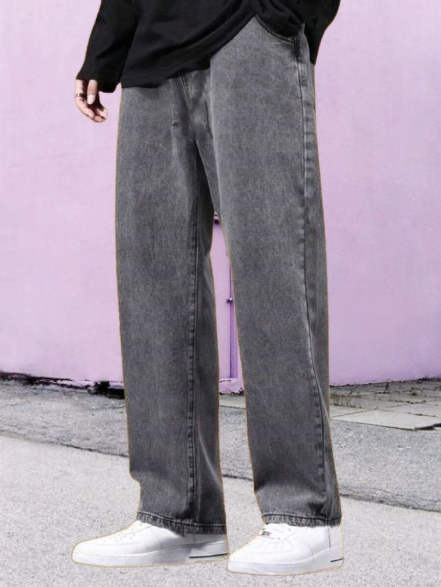 denim rush Men Loose Fit Mid Rise Grey Jeans-picture-38