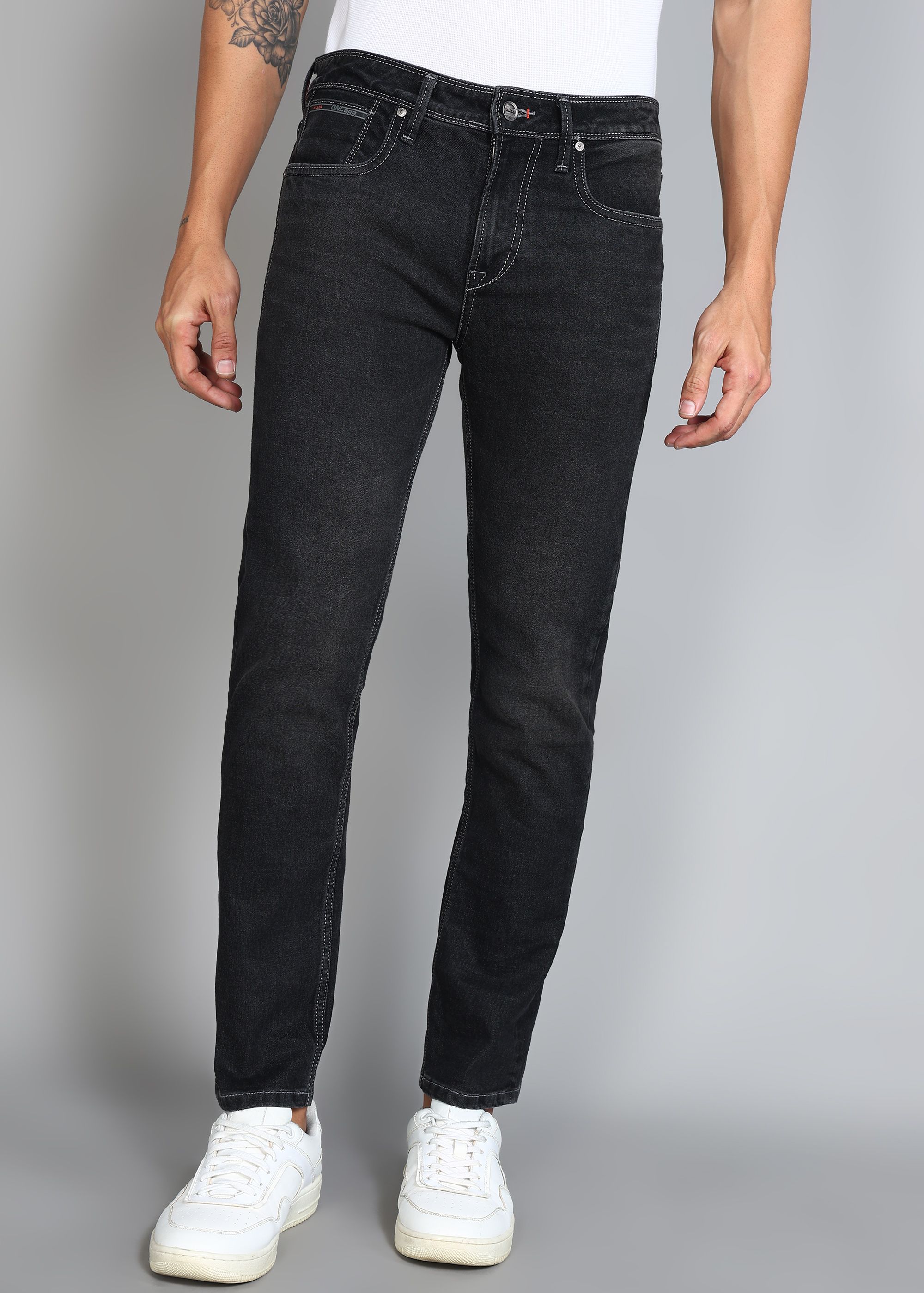 killer Men Slim Mid Rise Black Jeans-picture-13