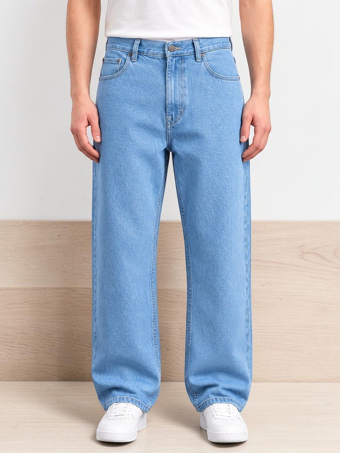 zaysh Men Loose Fit Mid Rise Light Blue Jeans-picture-15