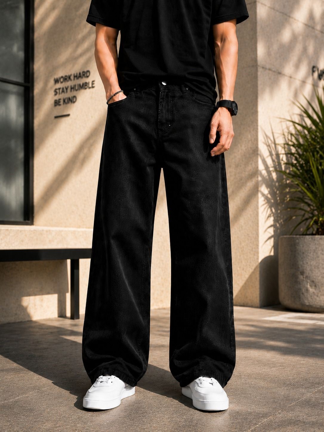 azurettire Men Straight Fit Mid Rise Black Jeans-picture-17