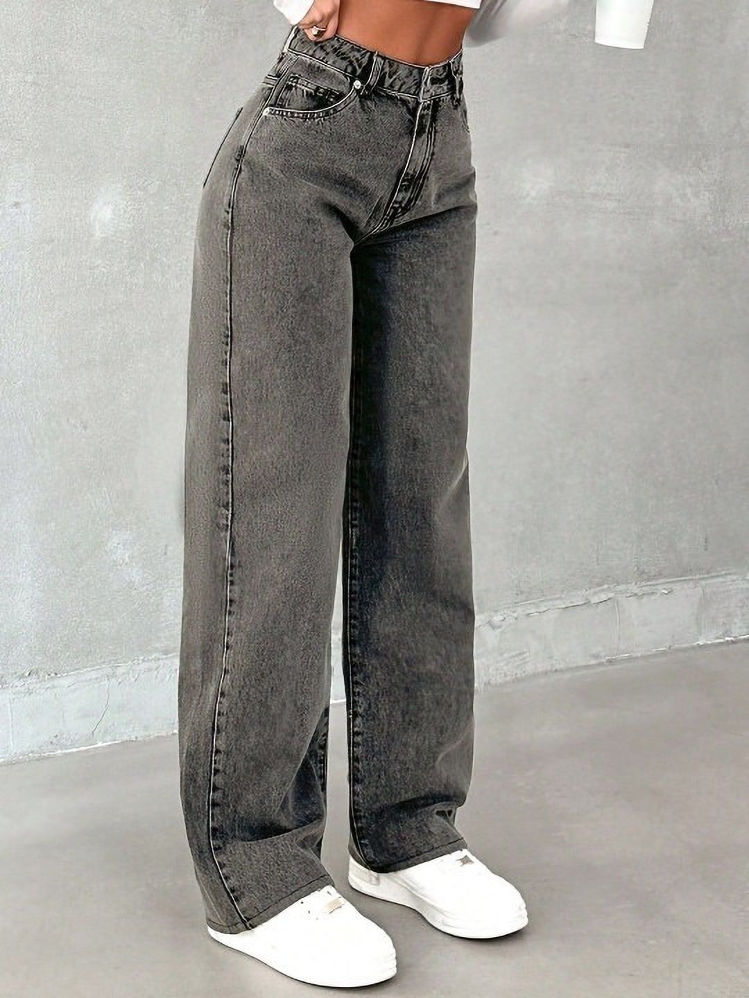 abc Women Straight Fit High Rise Dark Grey Jeans-picture-40