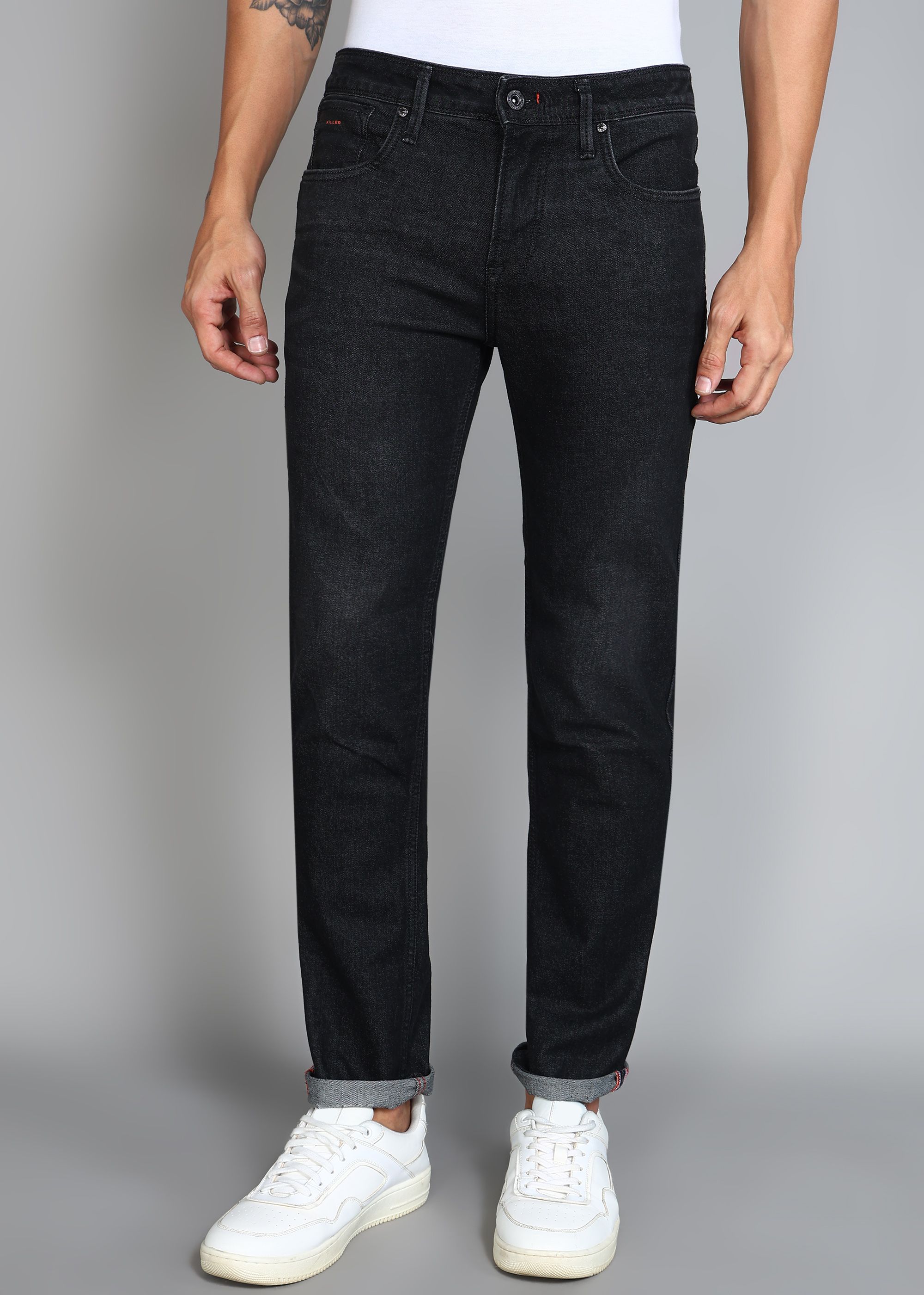 killer Men Slim Mid Rise Black Jeans-picture-12
