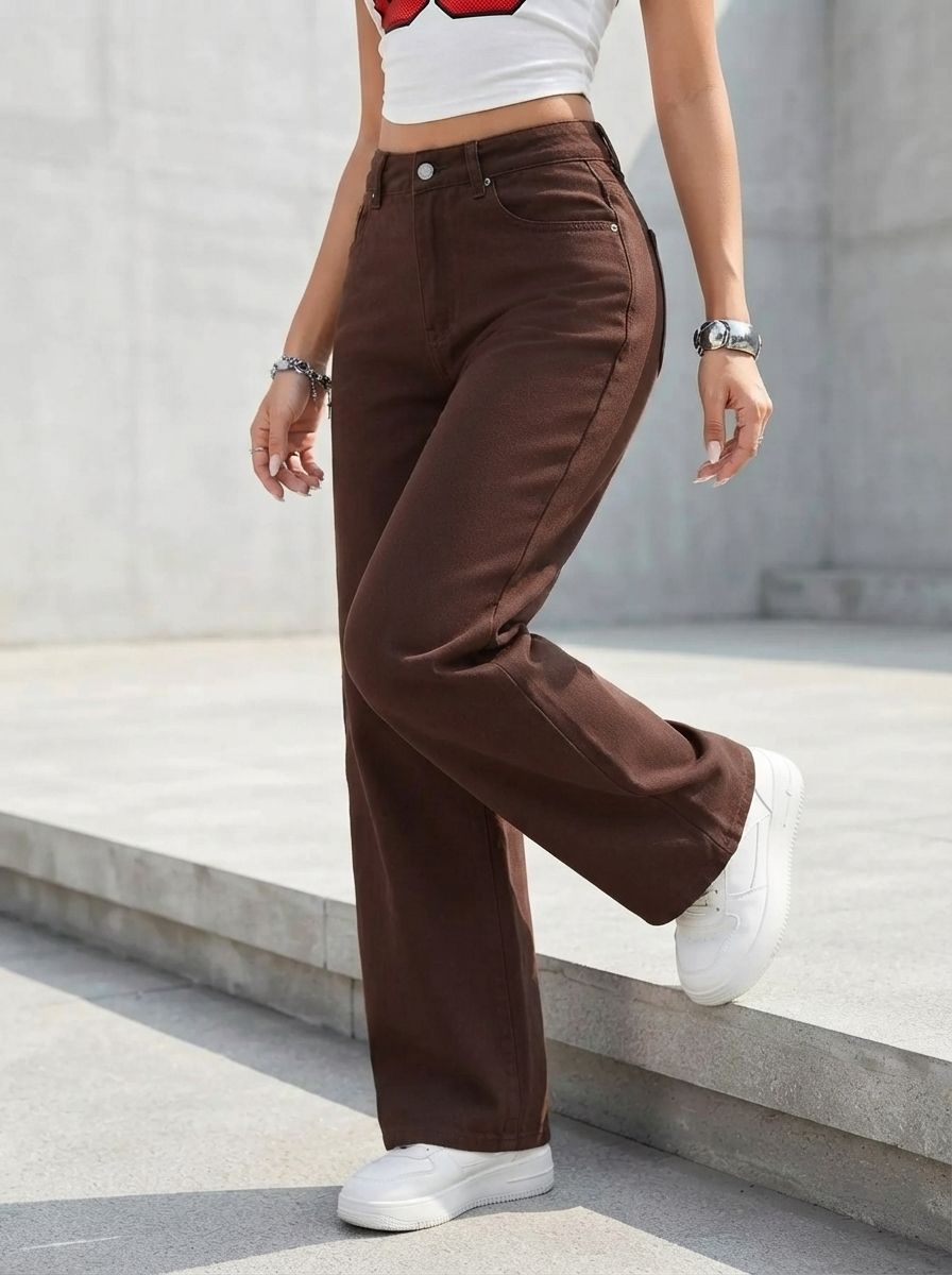 Women Regular Mid Rise Brown Jeans-image-31