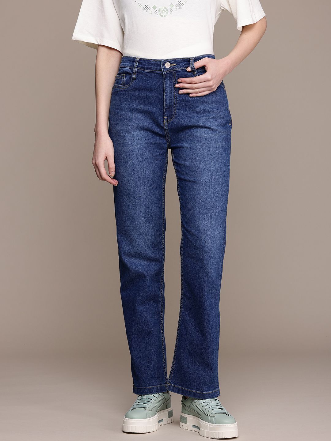 roadster Women Straight Fit High Rise Blue Jeans-picture-21