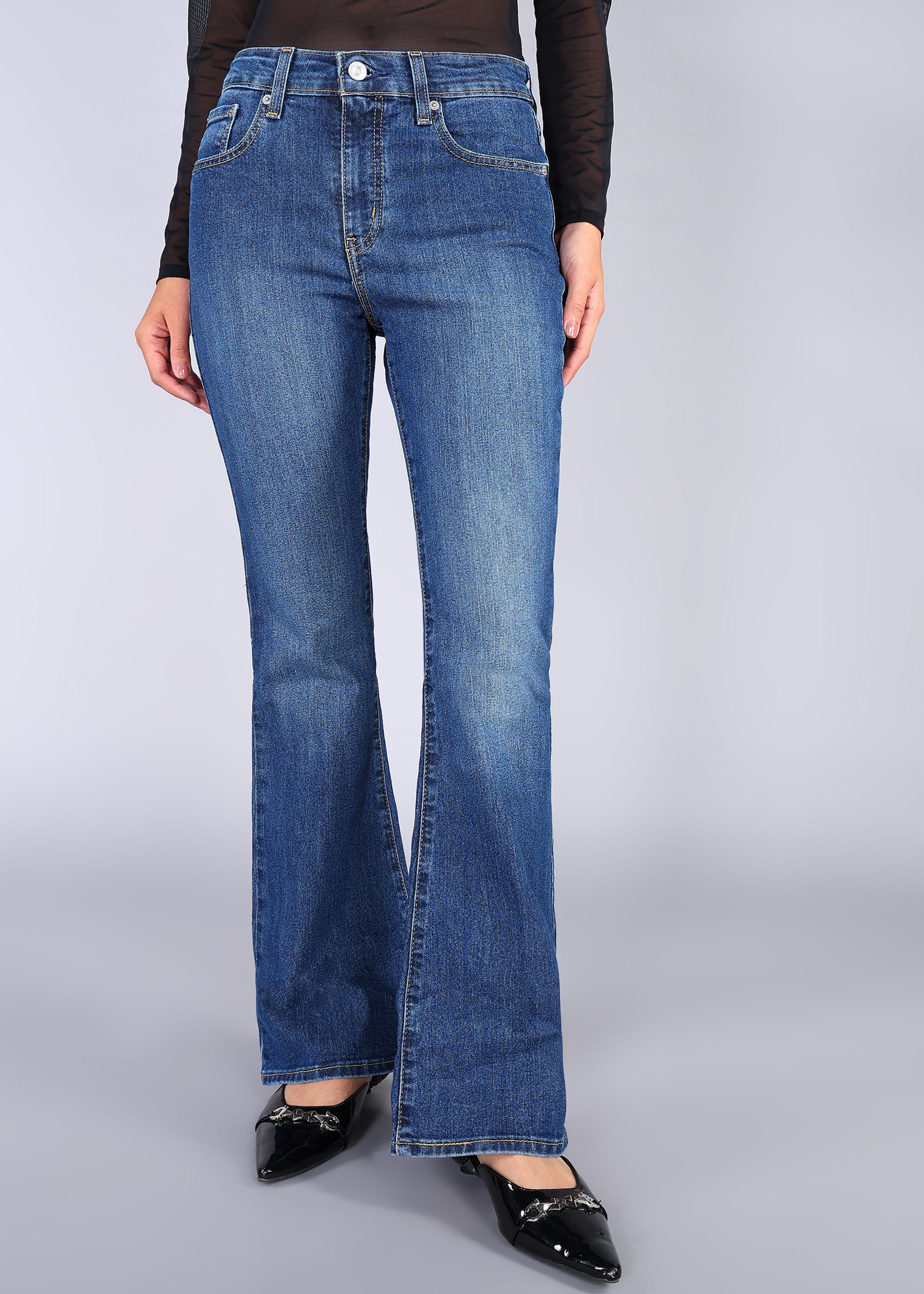 levi's Women Flared High Rise Blue Jeans-picture-27