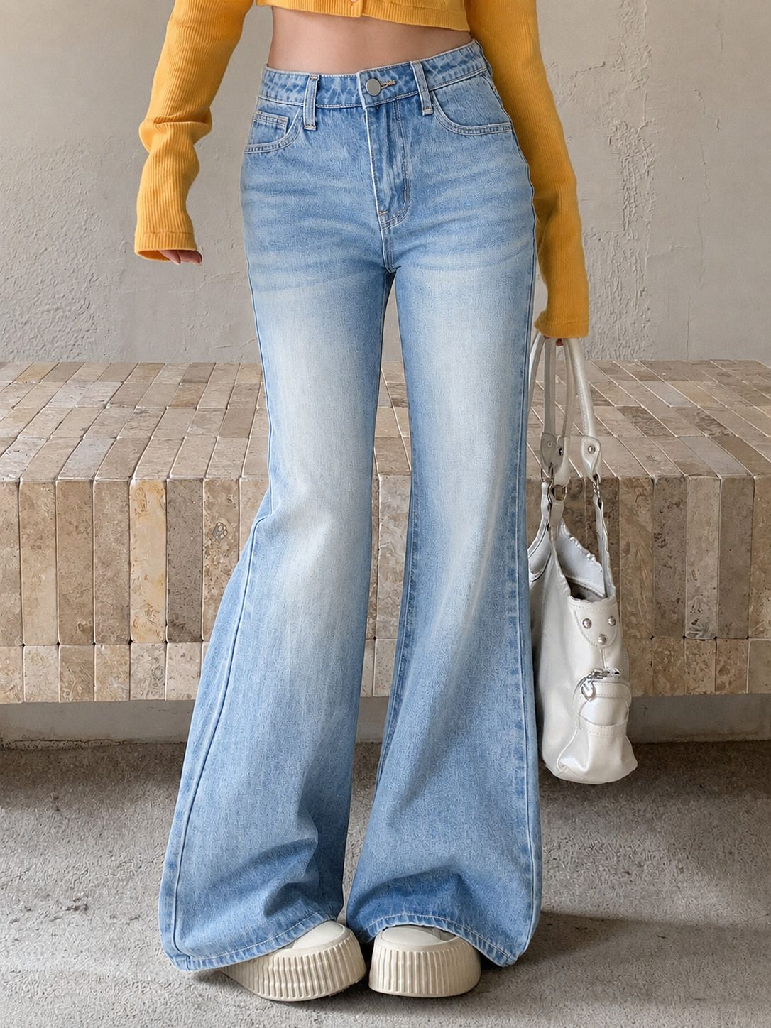 aav2 Women Flared High Rise Light Blue Jeans-picture-5