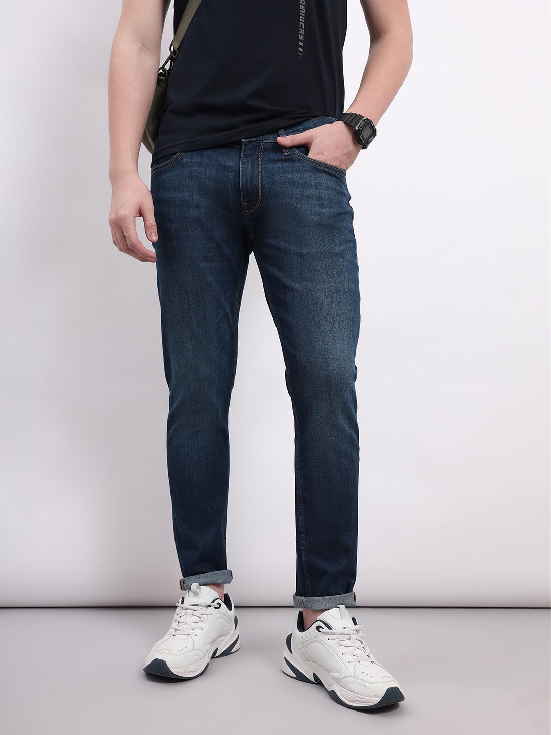 Men Skinny Mid Rise Blue Jeans-image-39