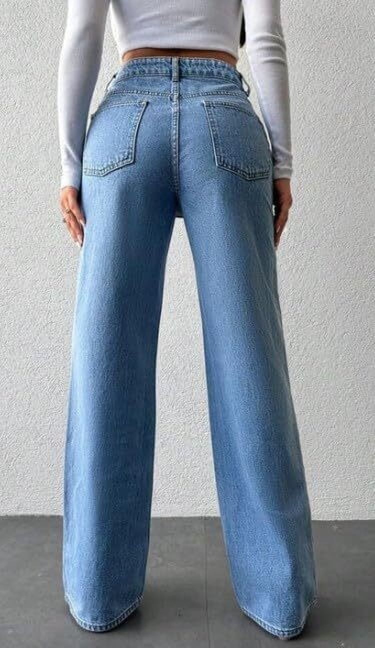 abc Women Straight Fit High Rise Blue Jeans-picture-27