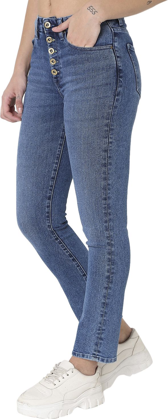 spykar Women Straight Fit Mid Rise Blue Jeans-picture-12