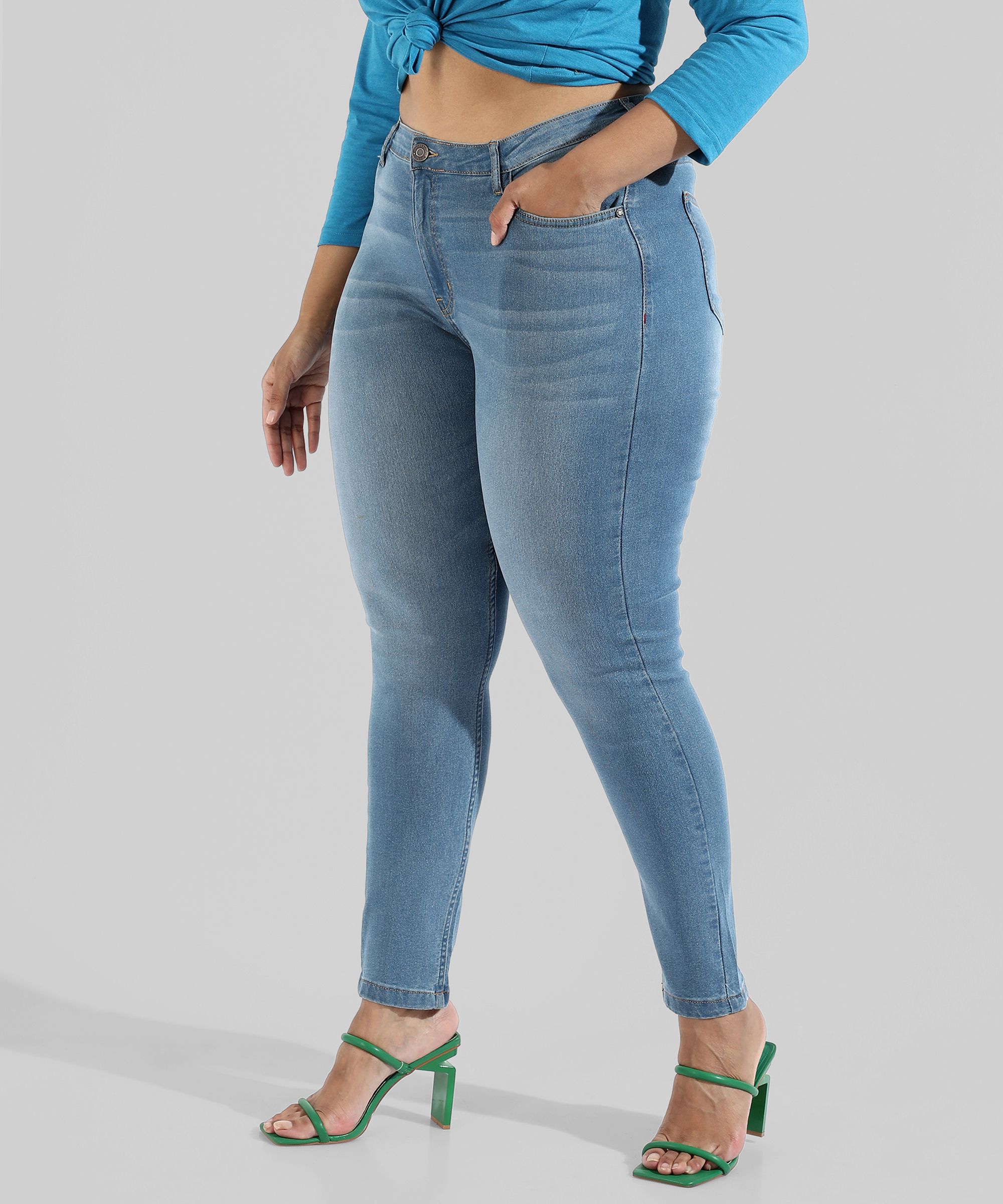 instafab plus Women Regular High Rise Light Blue Jeans-picture-11