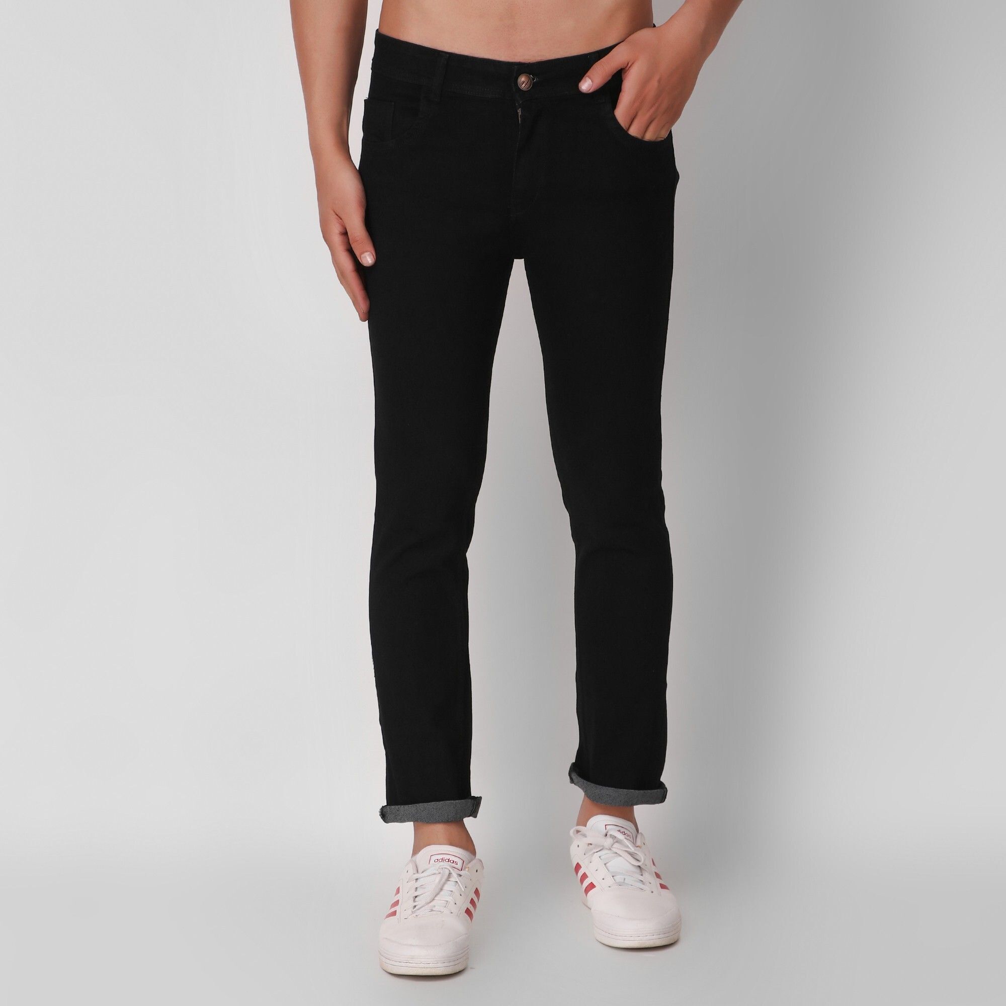 Men Regular Mid Rise Black Jeans-image-7