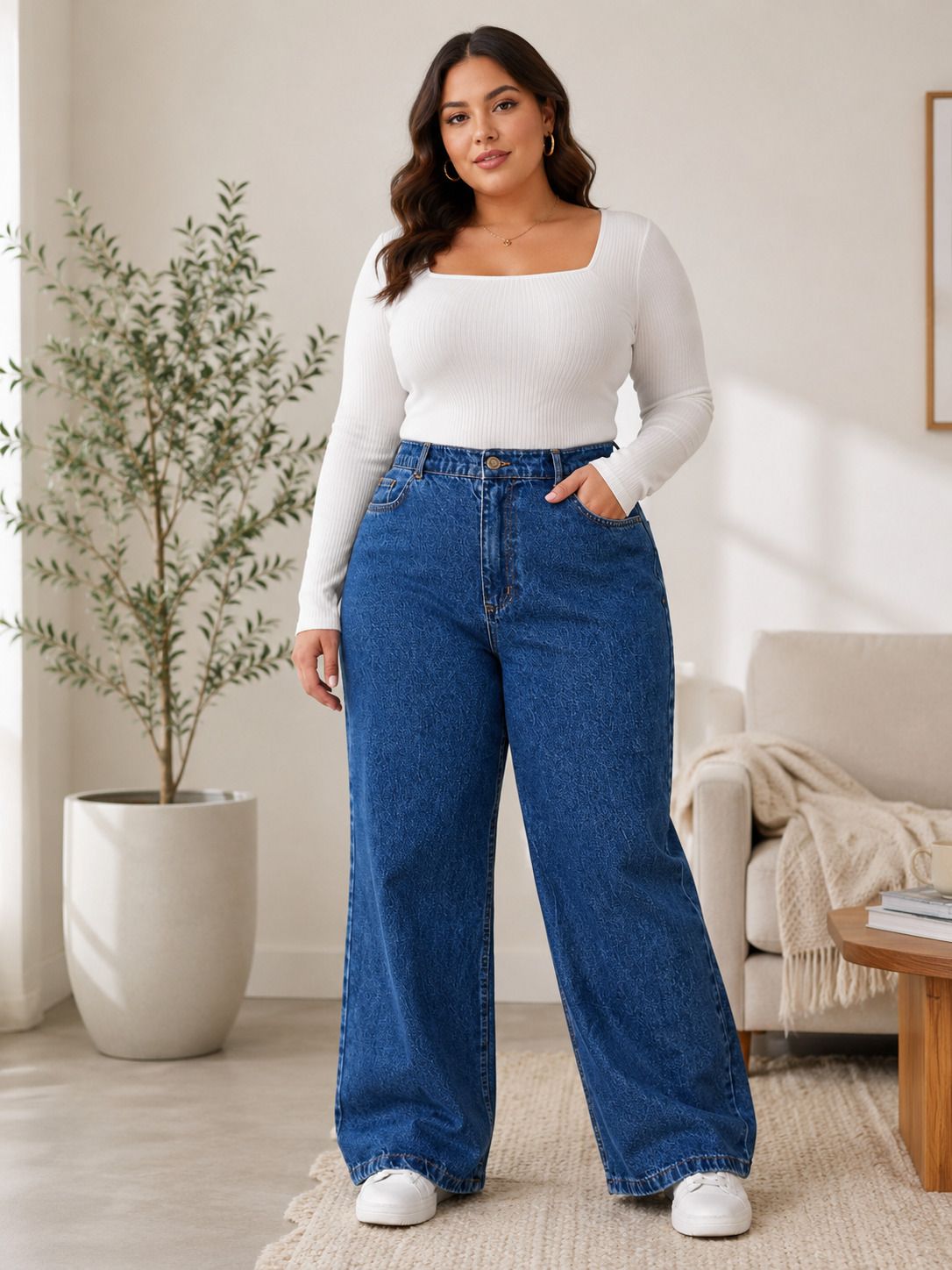 Women Boot-Leg High Rise Blue Jeans-image-33