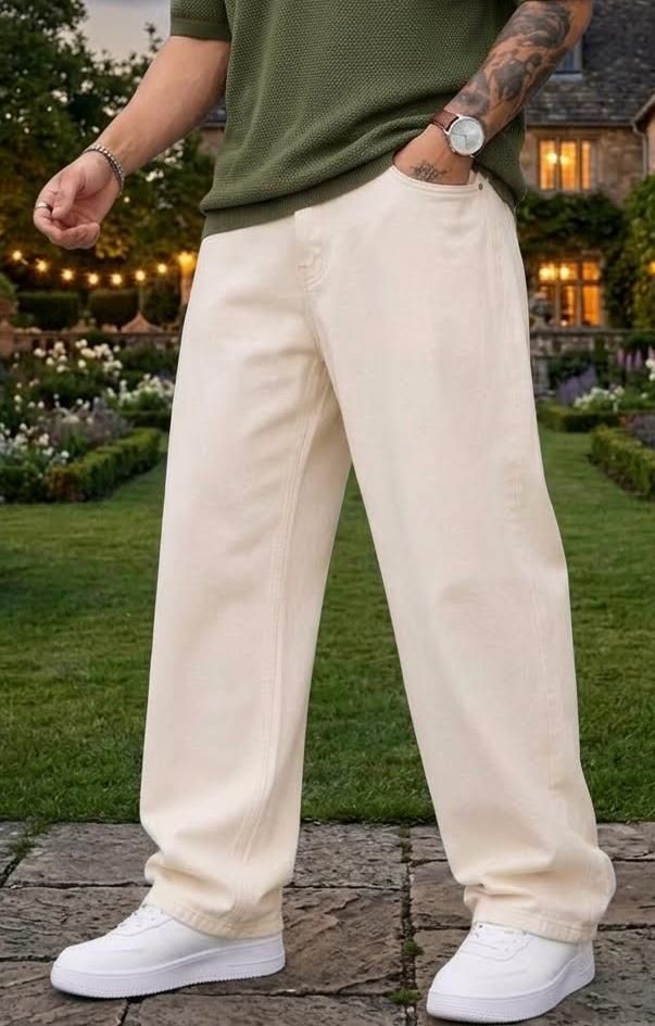 dashing fit Men Loose Fit Mid Rise Beige Jeans-picture-21