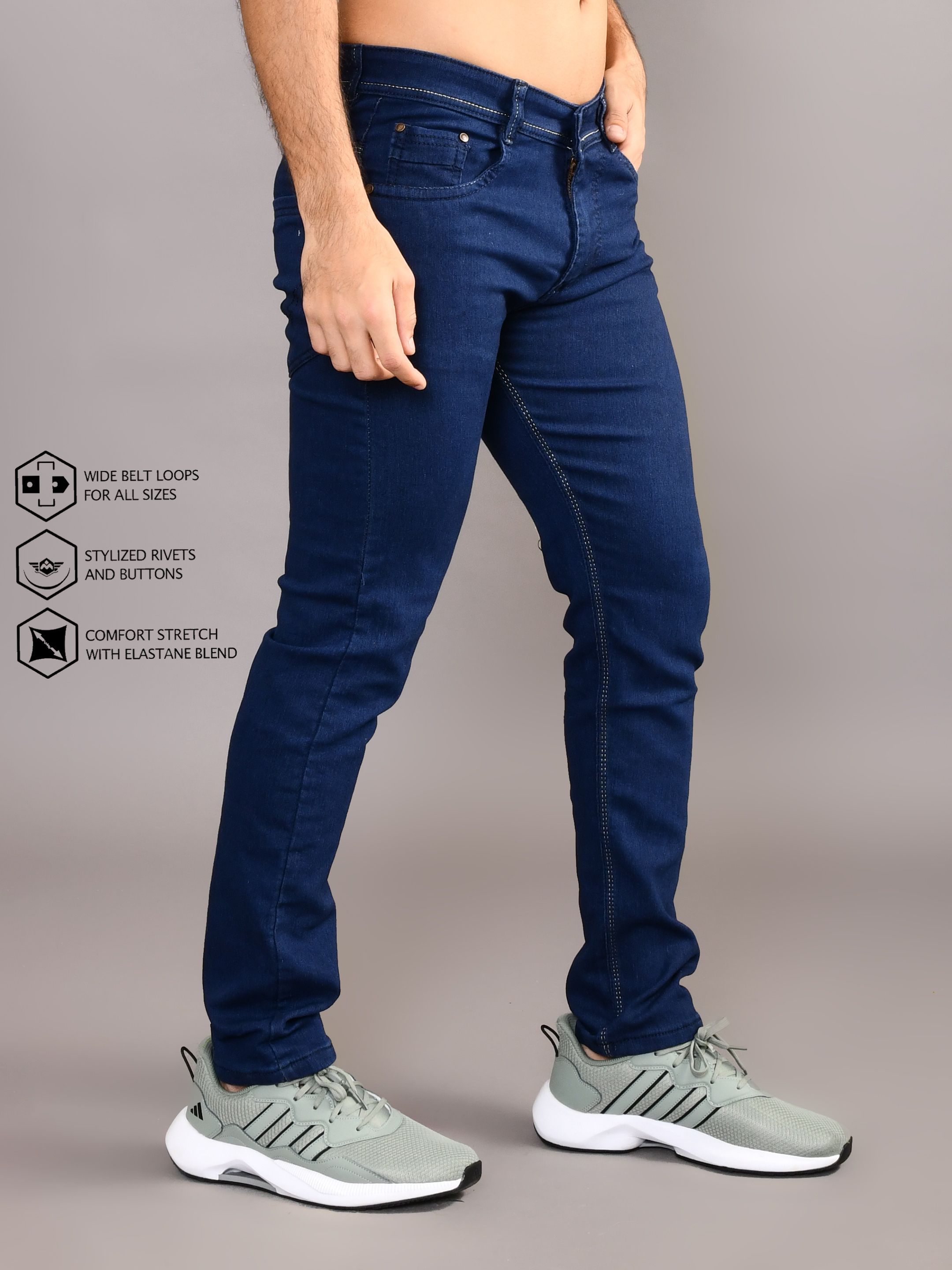 lzard Men Regular Mid Rise Dark Blue Jeans-picture-22