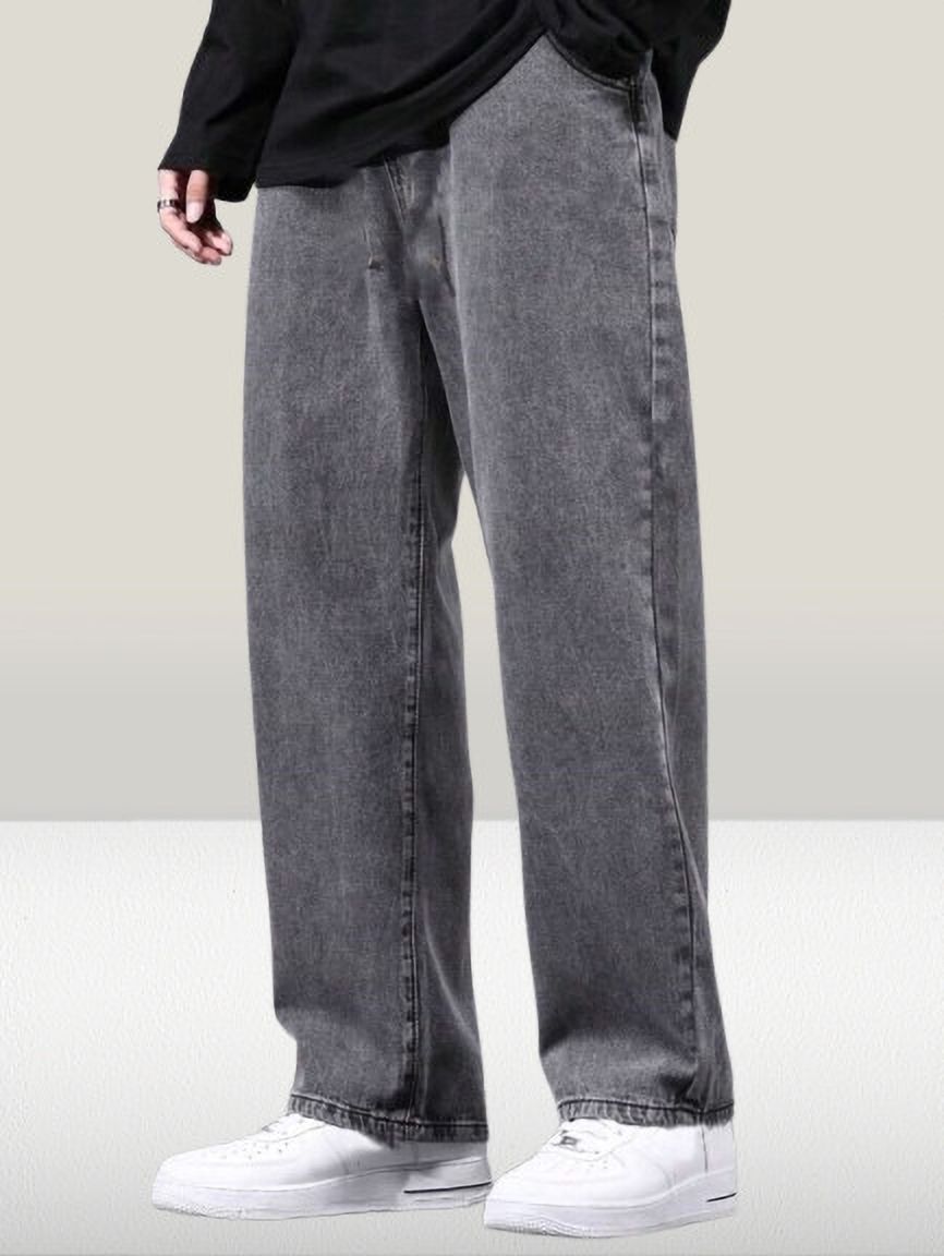 meixn Men Straight Fit Mid Rise Grey Jeans-picture-21