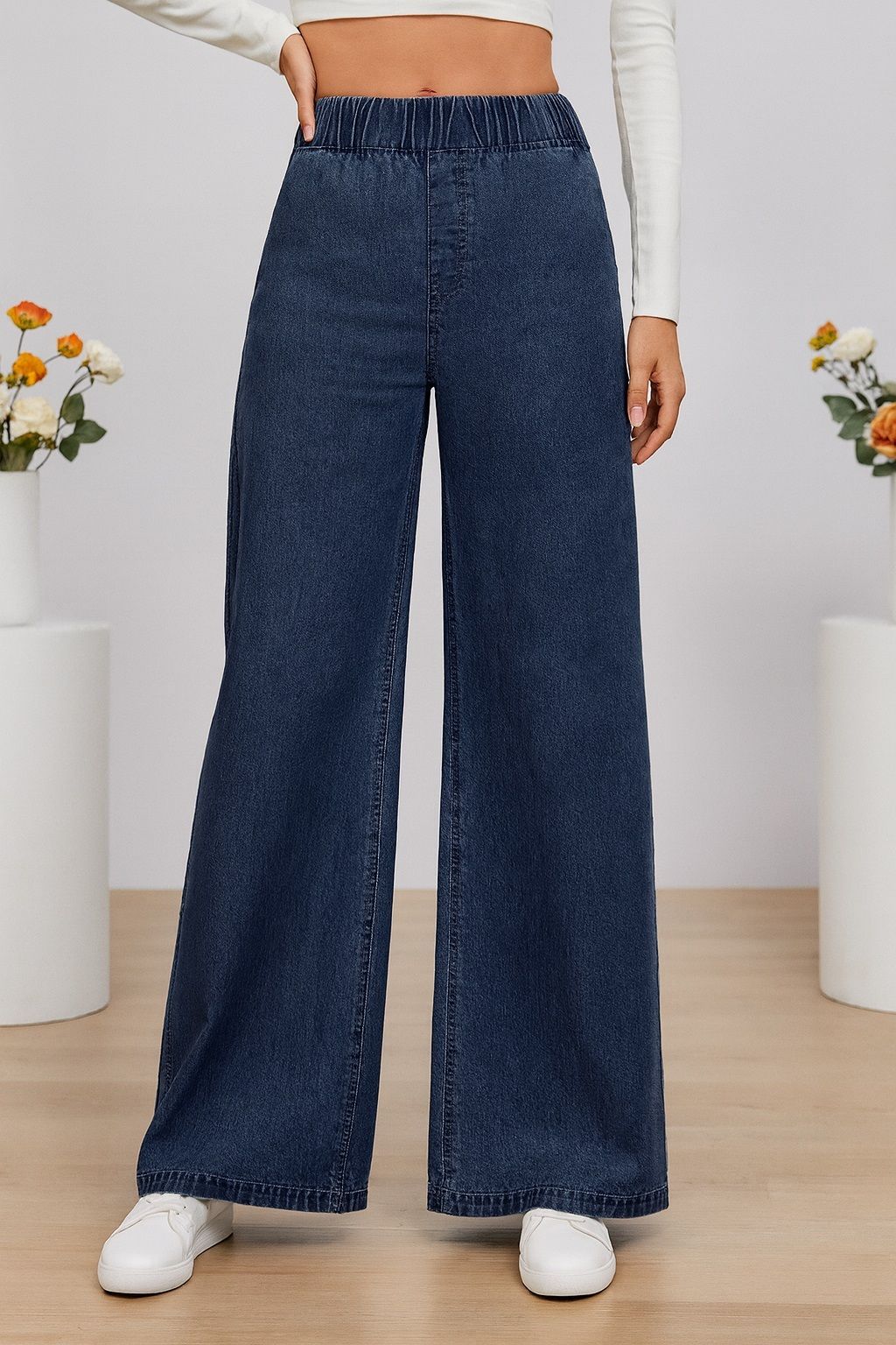 kashian Women Boyfriend High Rise Dark Blue Jeans-picture-40