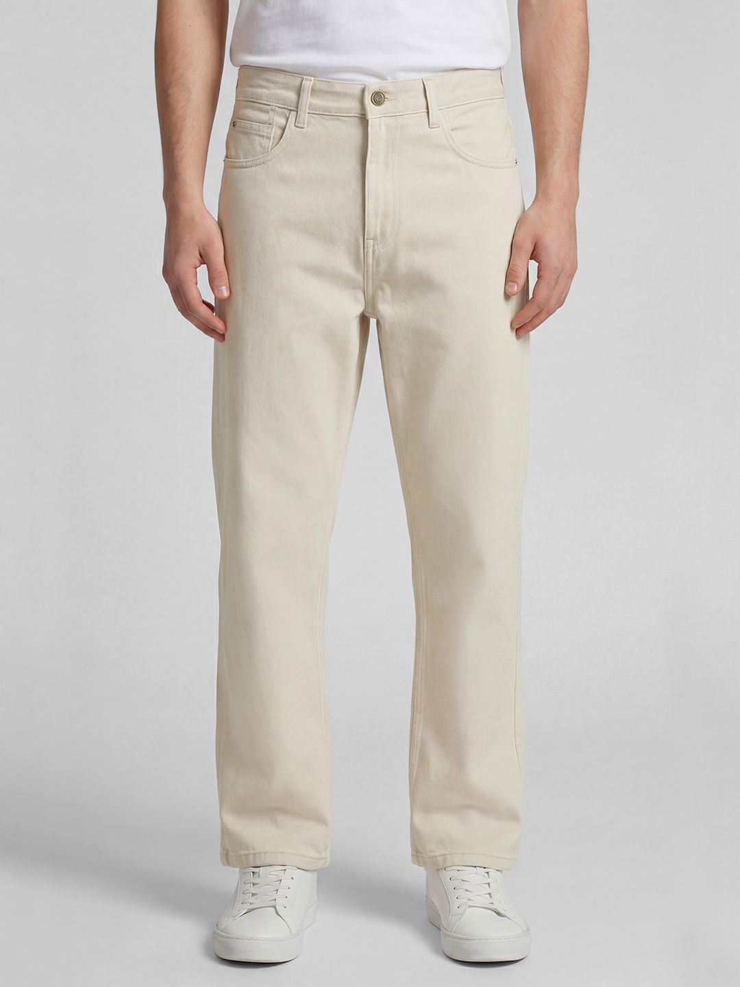r&b Men Baggy Fit Mid Rise Beige Jeans-picture-11