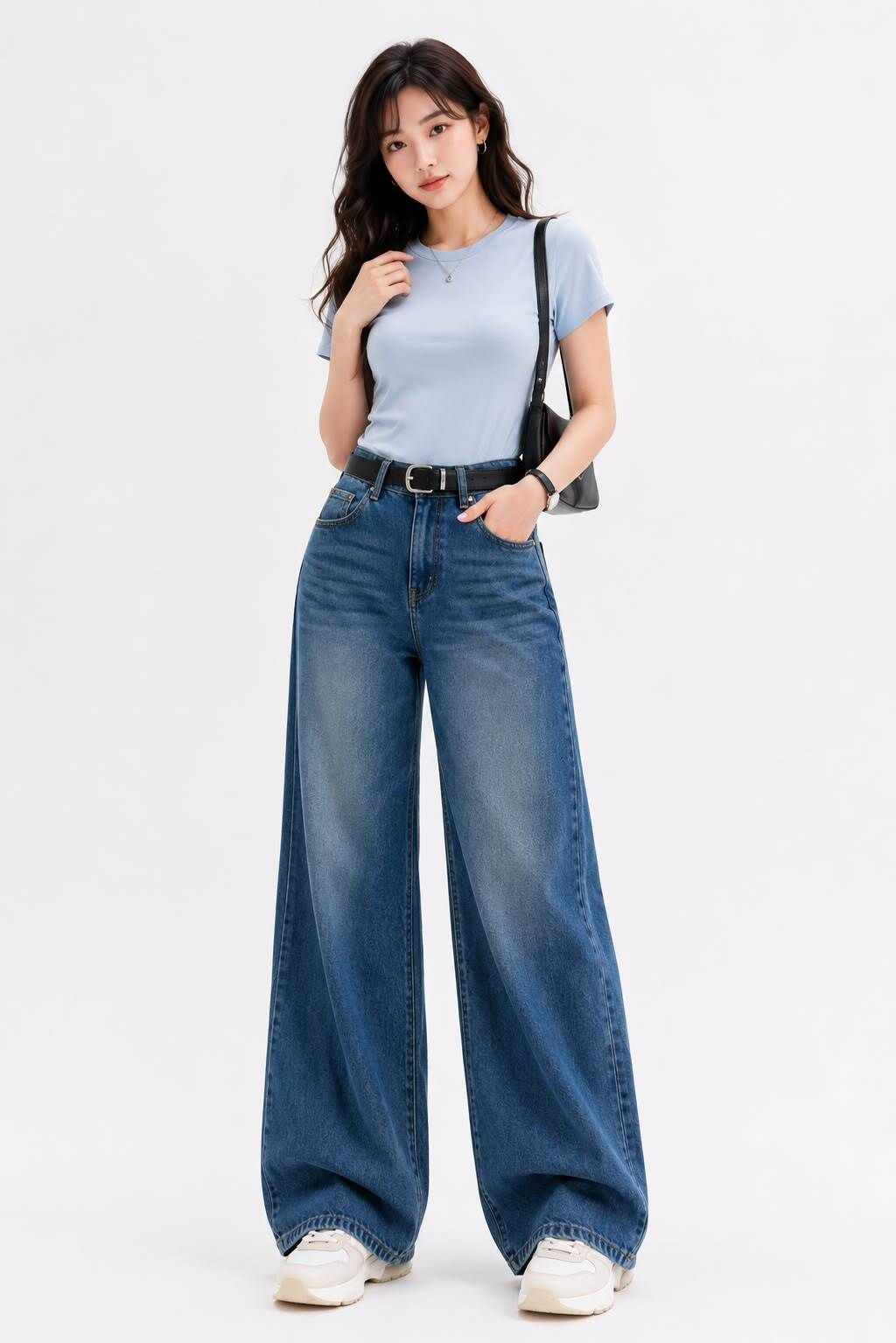 Women Baggy Fit Mid Rise Dark Blue Jeans-image-40
